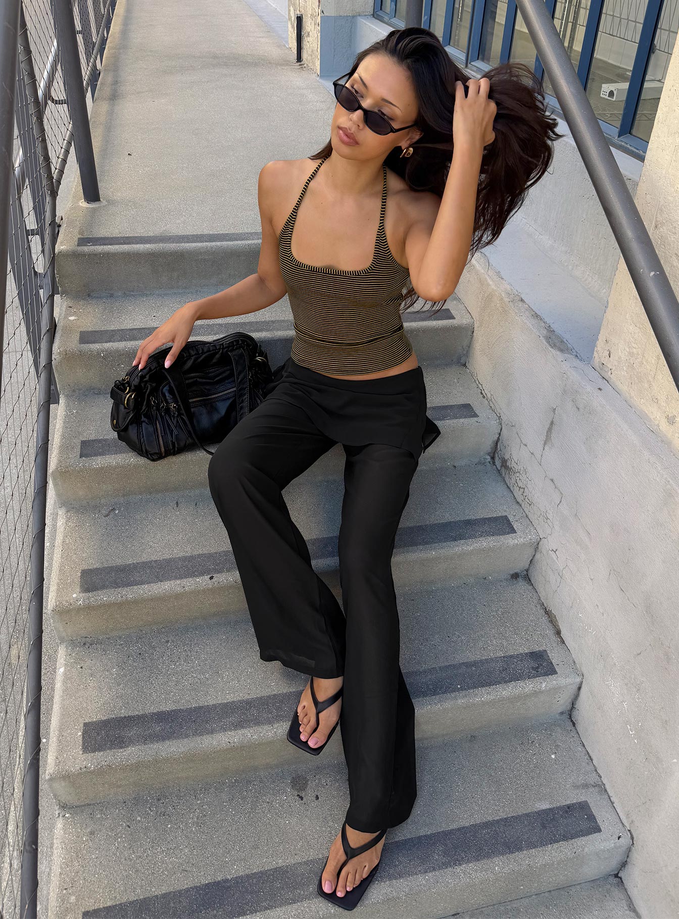 Jaedon Chiffon Layered Pants Black - Image 10