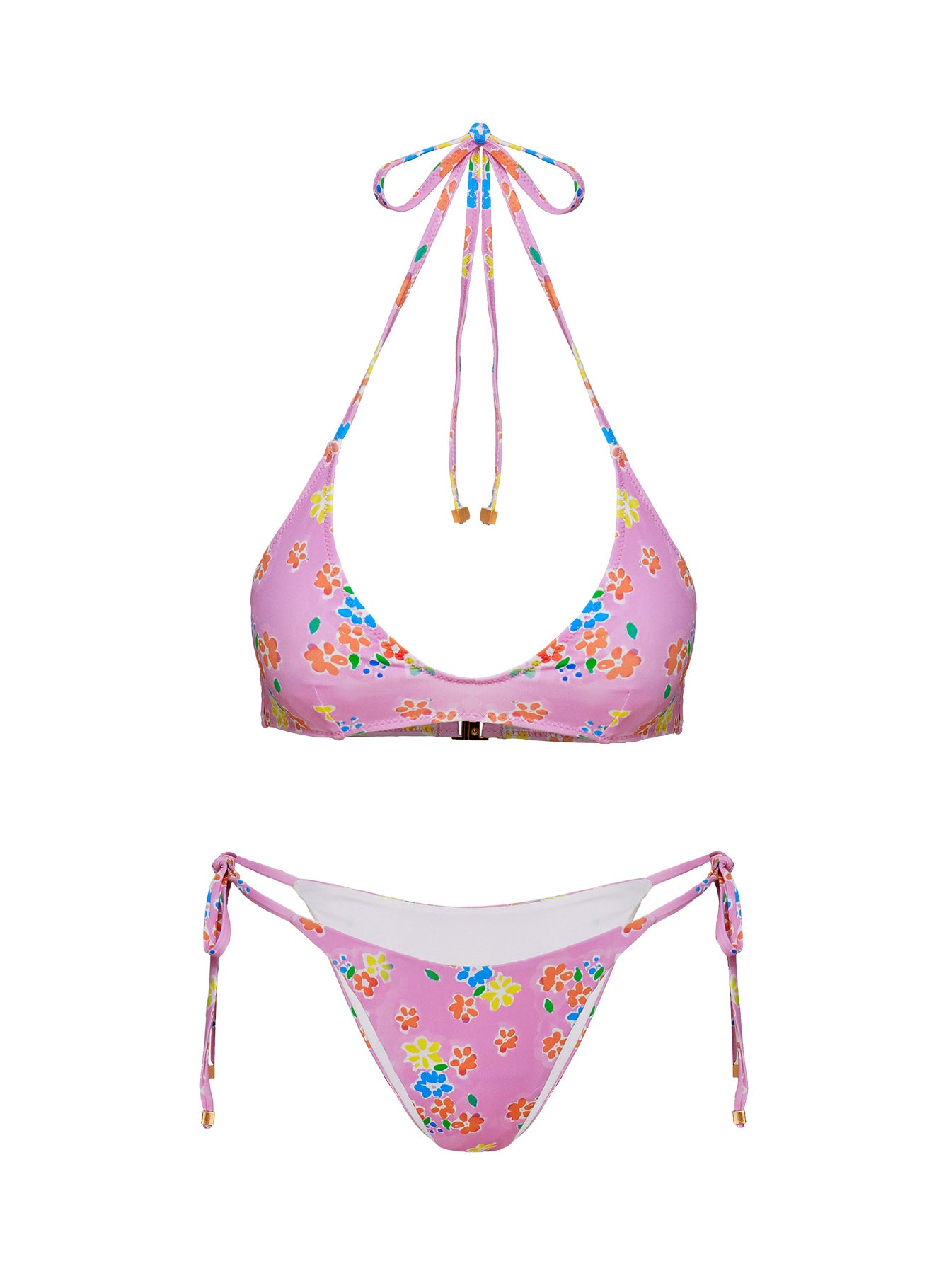 Athia Halter Shine Bikini Top Pink Floral - Image 5