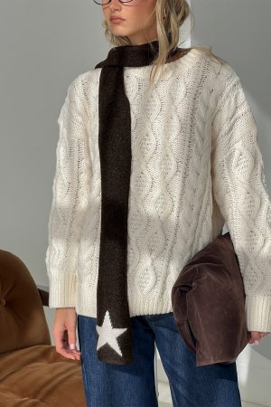 Abelia Star Graphic Scarf Brown / Cream