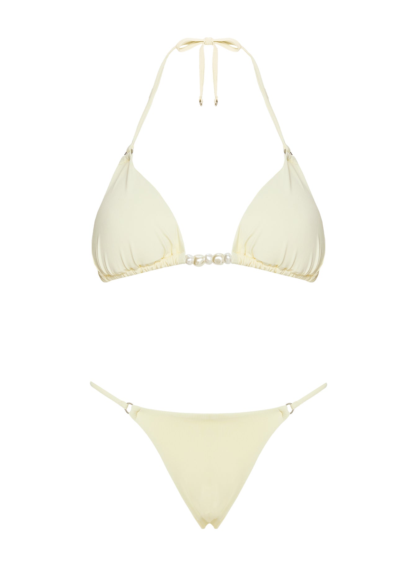 Adrah Beaded Triangle Bikini Top Yellow - Image 5