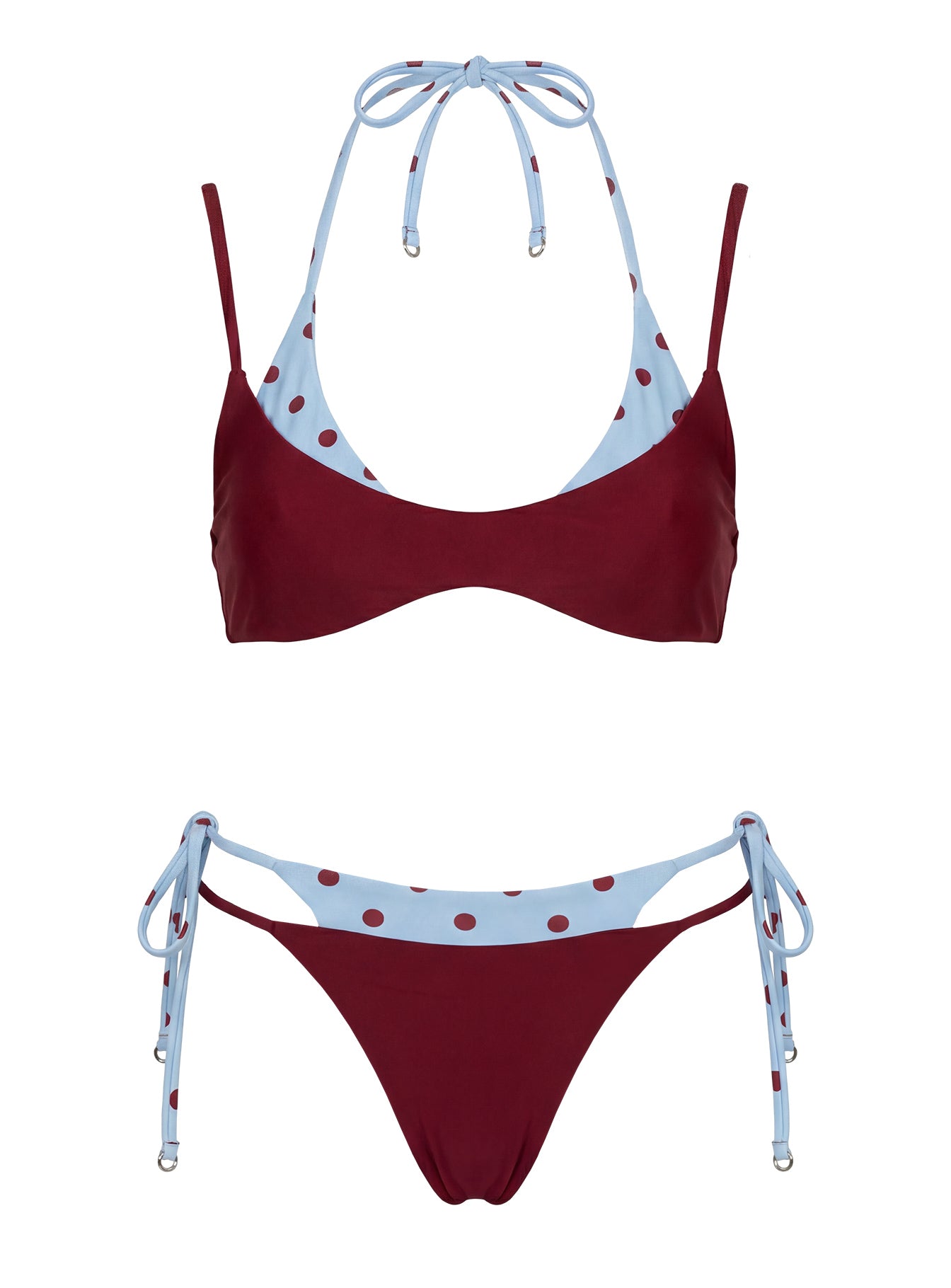 Andrei Layered Cheeky Bikini Bottoms Red / Blue Polka Dot Dot - Image 5