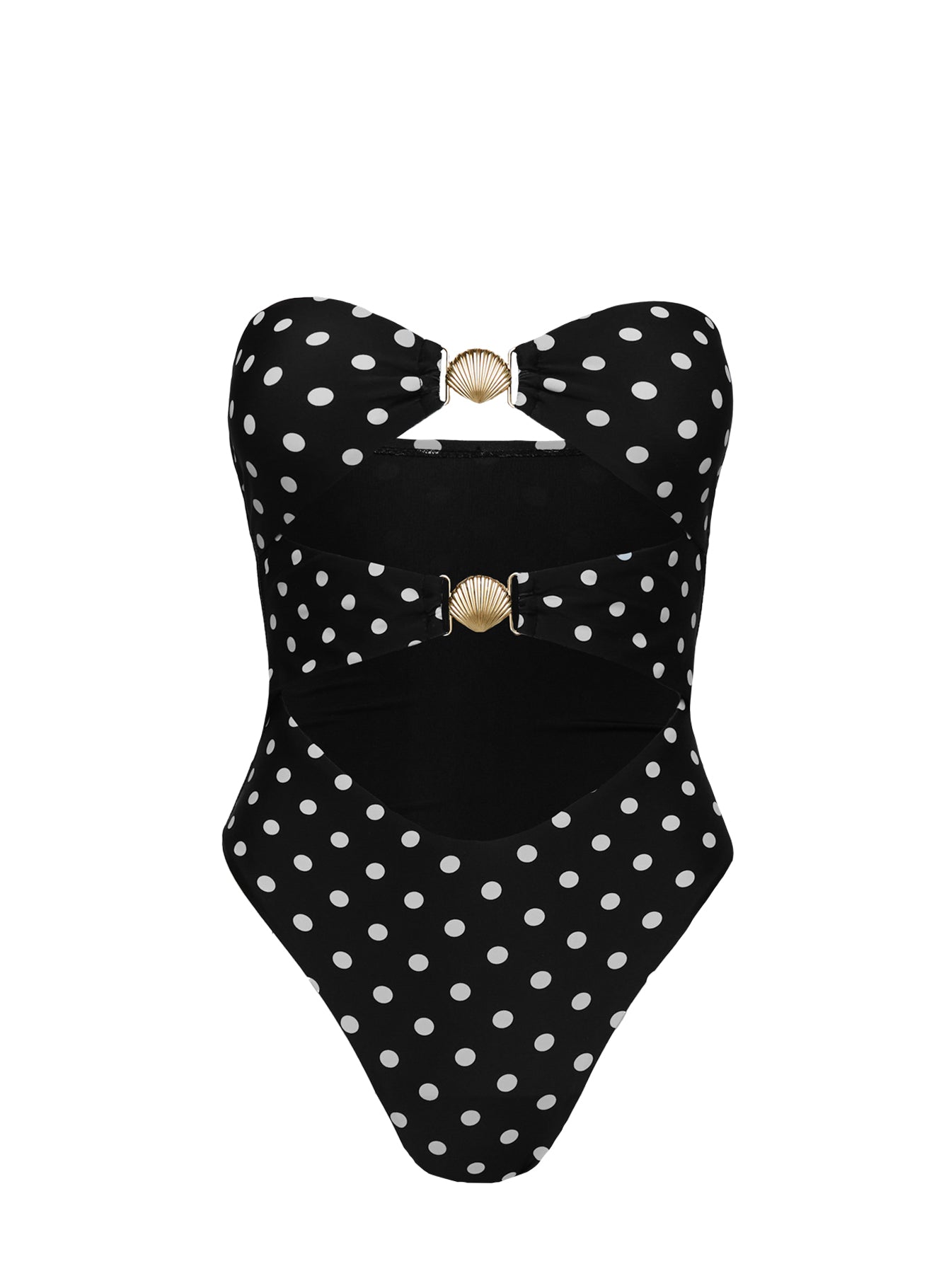 Bezique Strapless Cut Out One Piece Black / Polka Dot - Image 4