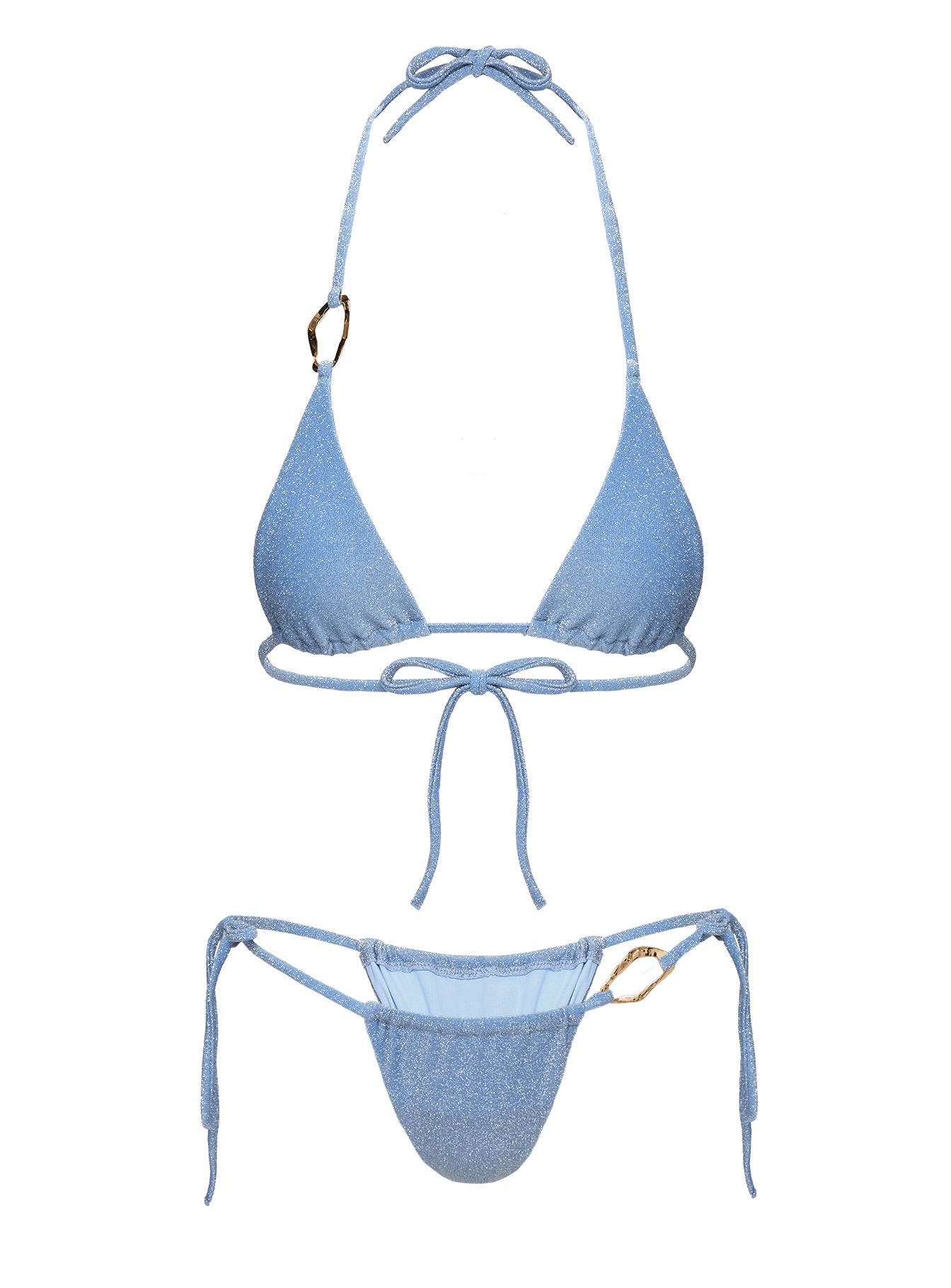 Centric Glitter Tie Side Bikini Bottom Blue - Image 5