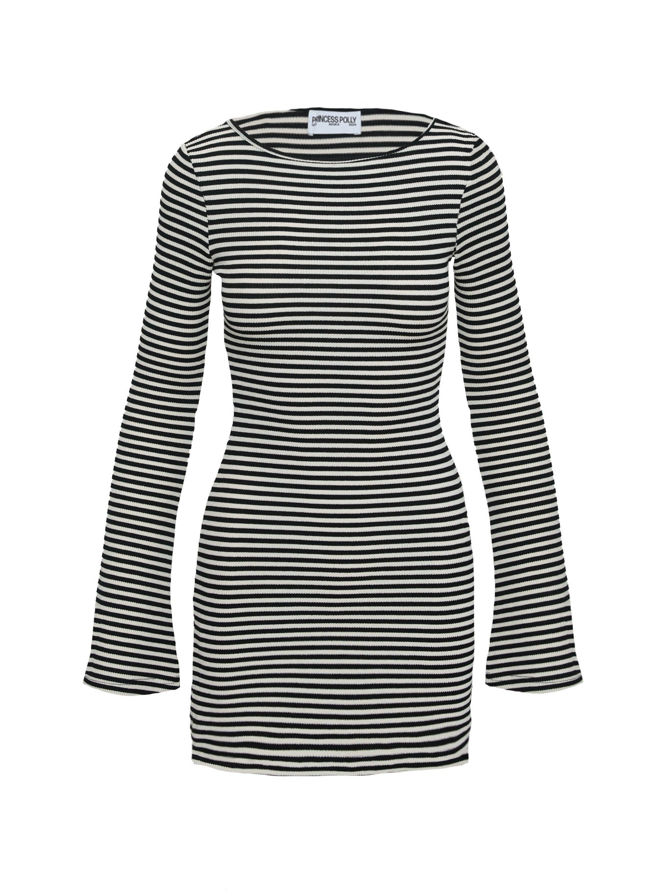 Bryanna Long Sleeve Mini Dress Black / White Petite - Image 5
