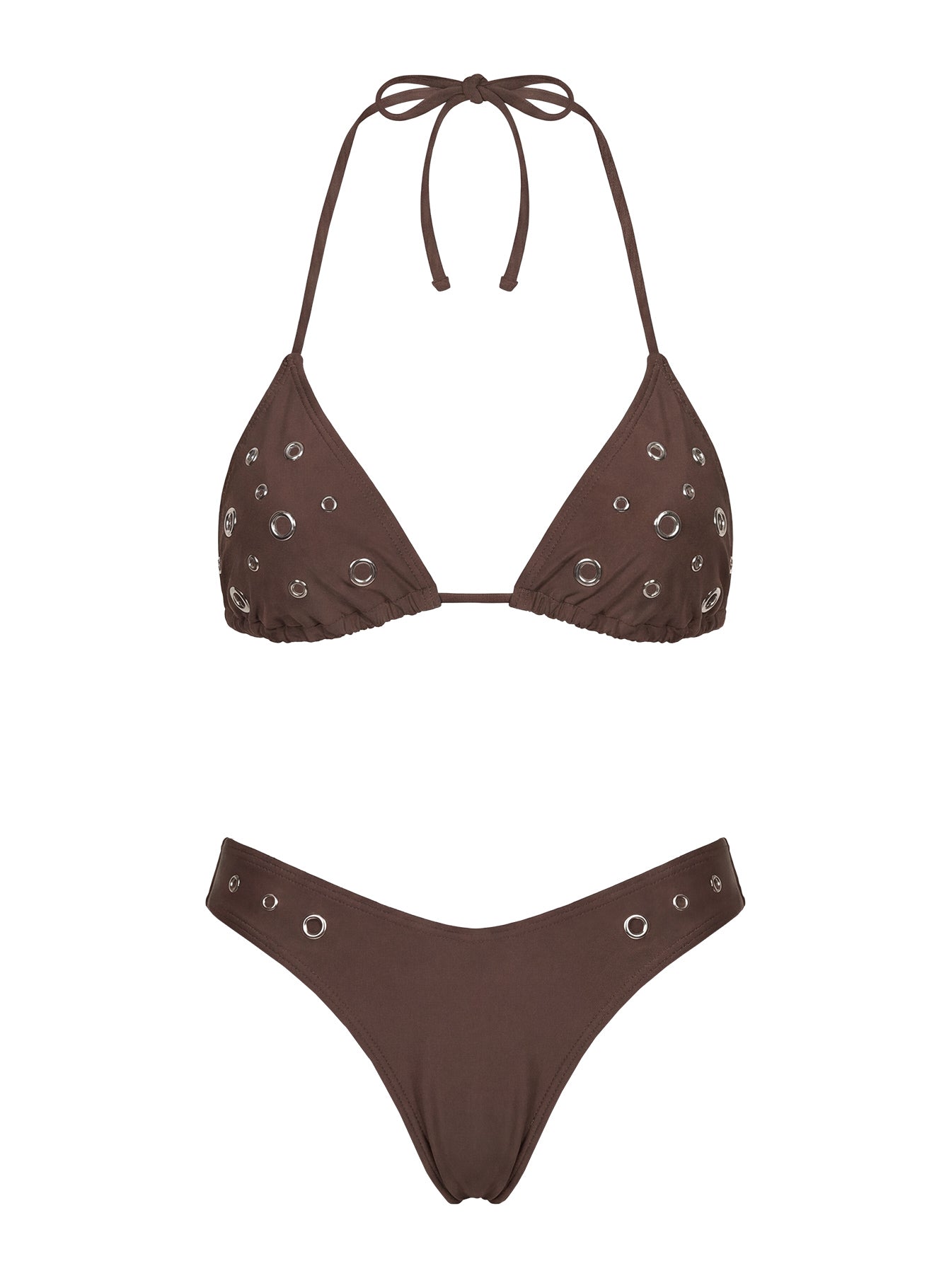 Soft Summer Eyelet Detail Bikini Bottoms Brown - Image 5