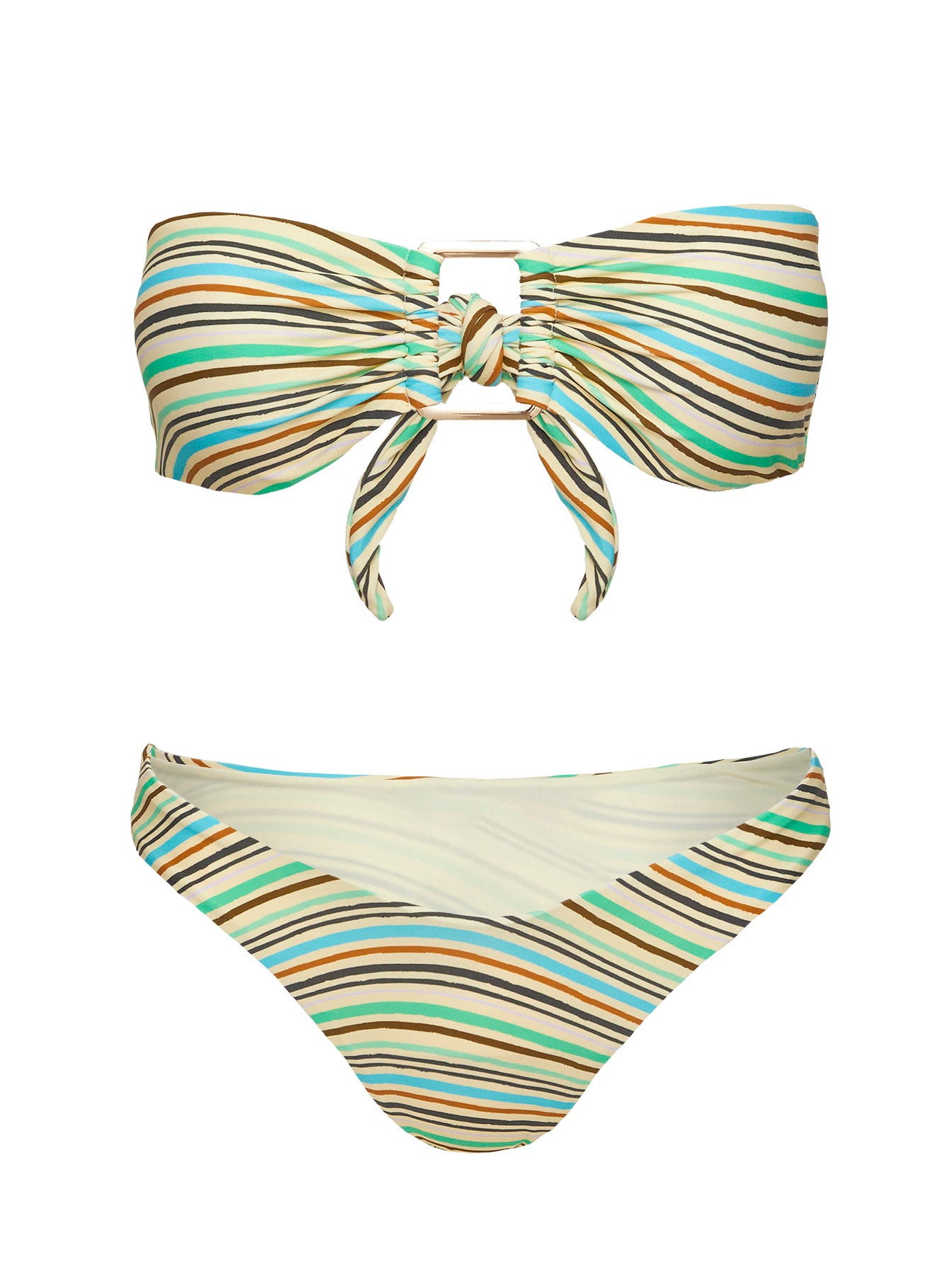 Calbira Cheeky Bikini Bottoms Green Stripe - Image 5