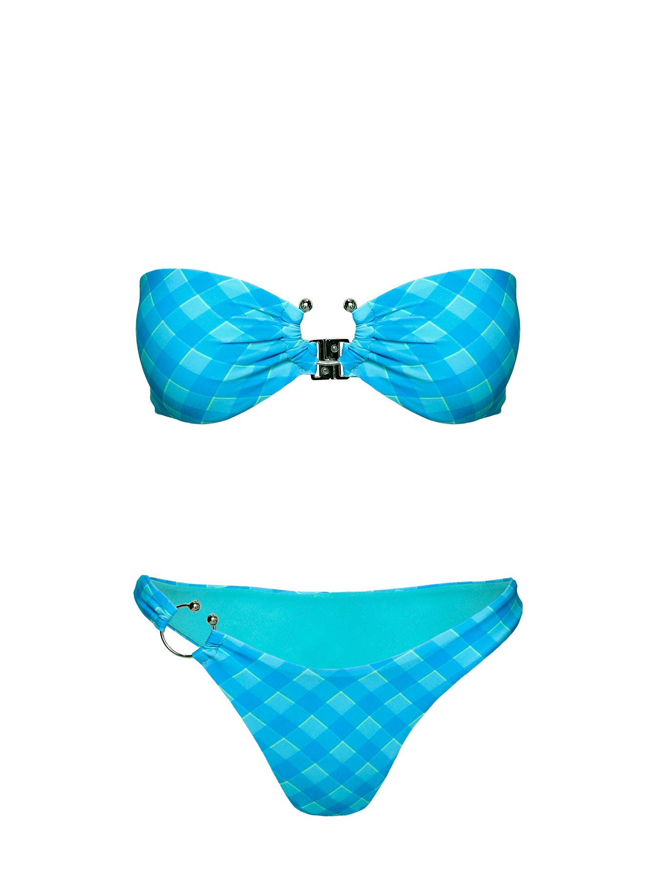 Candy Strapless Bikini Top Blue Check - Image 5