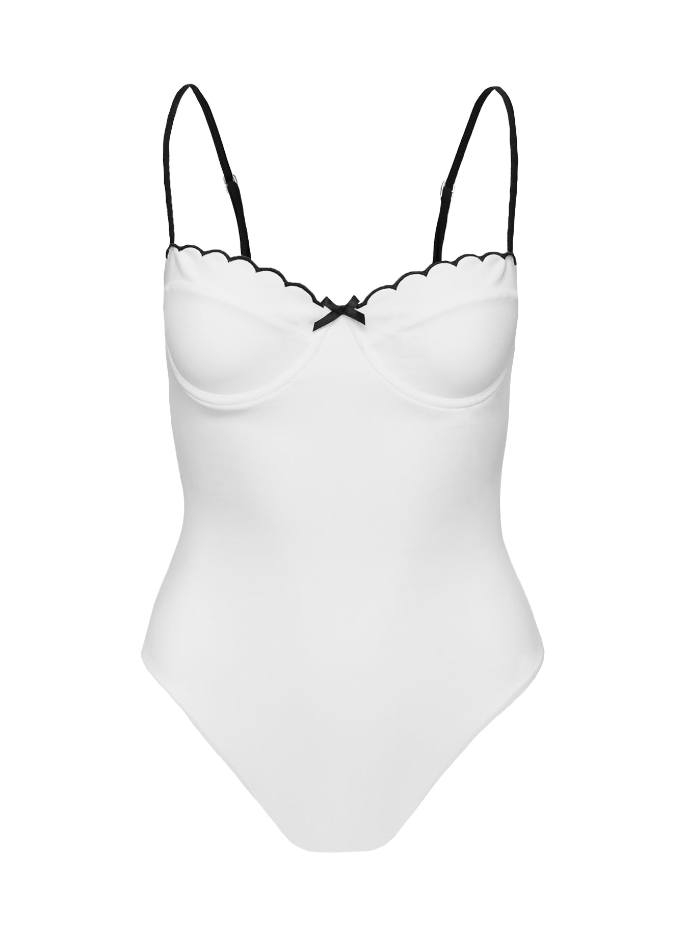 Claryssa Scallop One Piece White / Black - Image 4