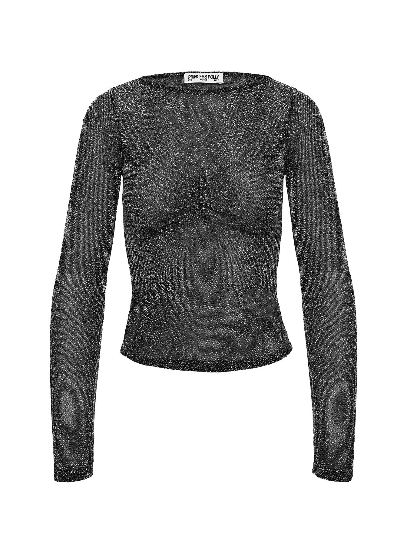 Crystal Clear Long Sleeve Mesh Top Black / Silver - Image 5