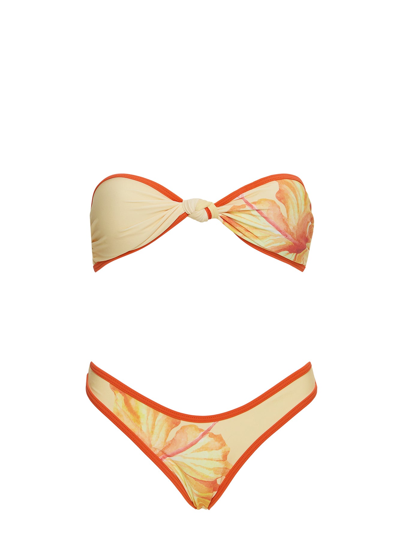 Cacilia Twist Bandeau Bikini Top Orange Floral - Image 5