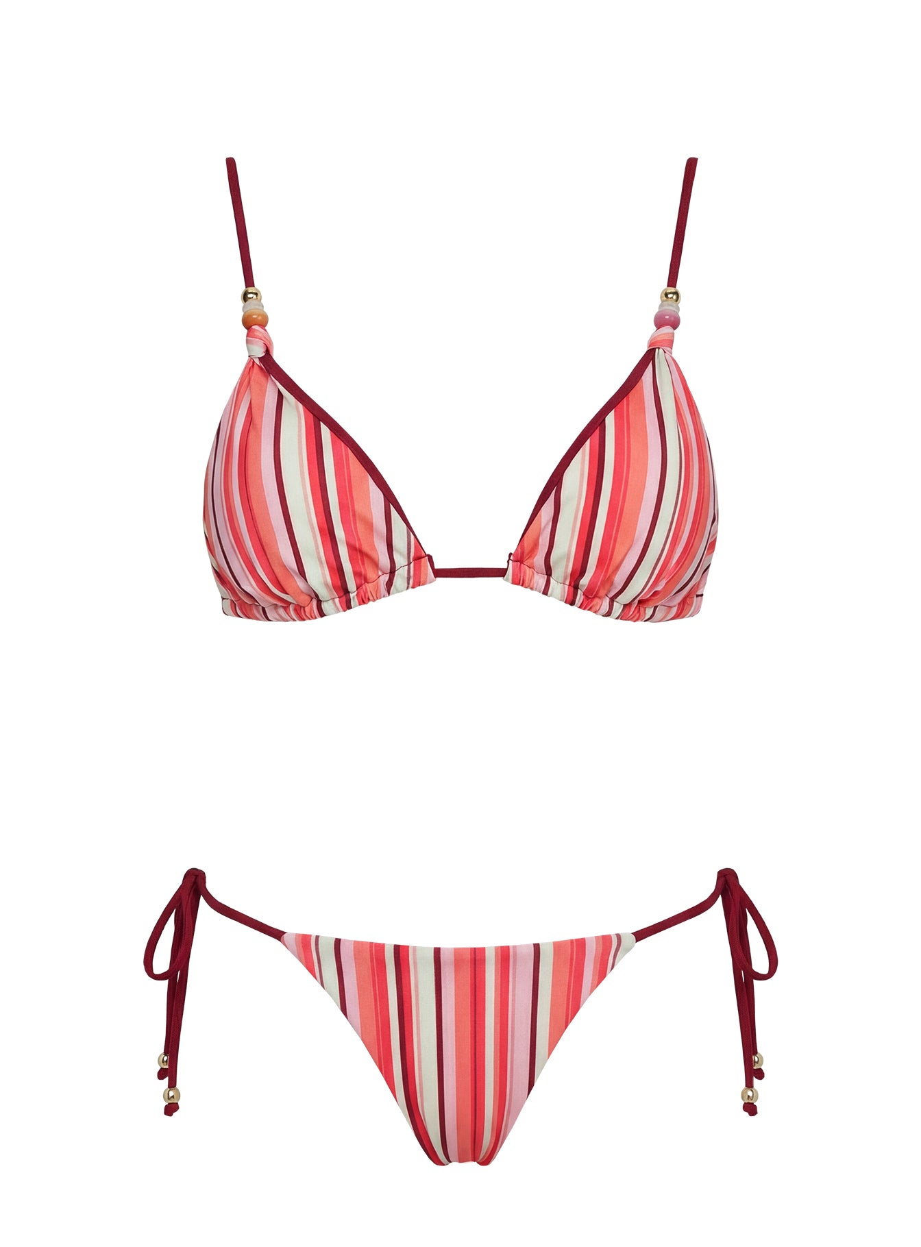 Maki Beaded Tie Side Bikini Bottoms Orange Stripe - Image 5