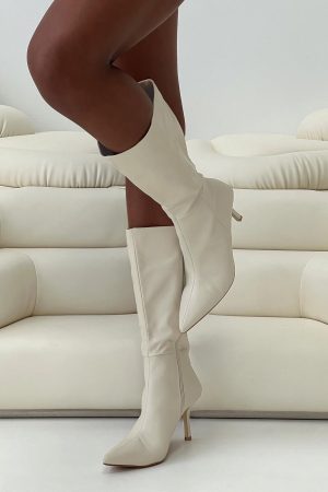 Elodiee Knee High Boots Cream