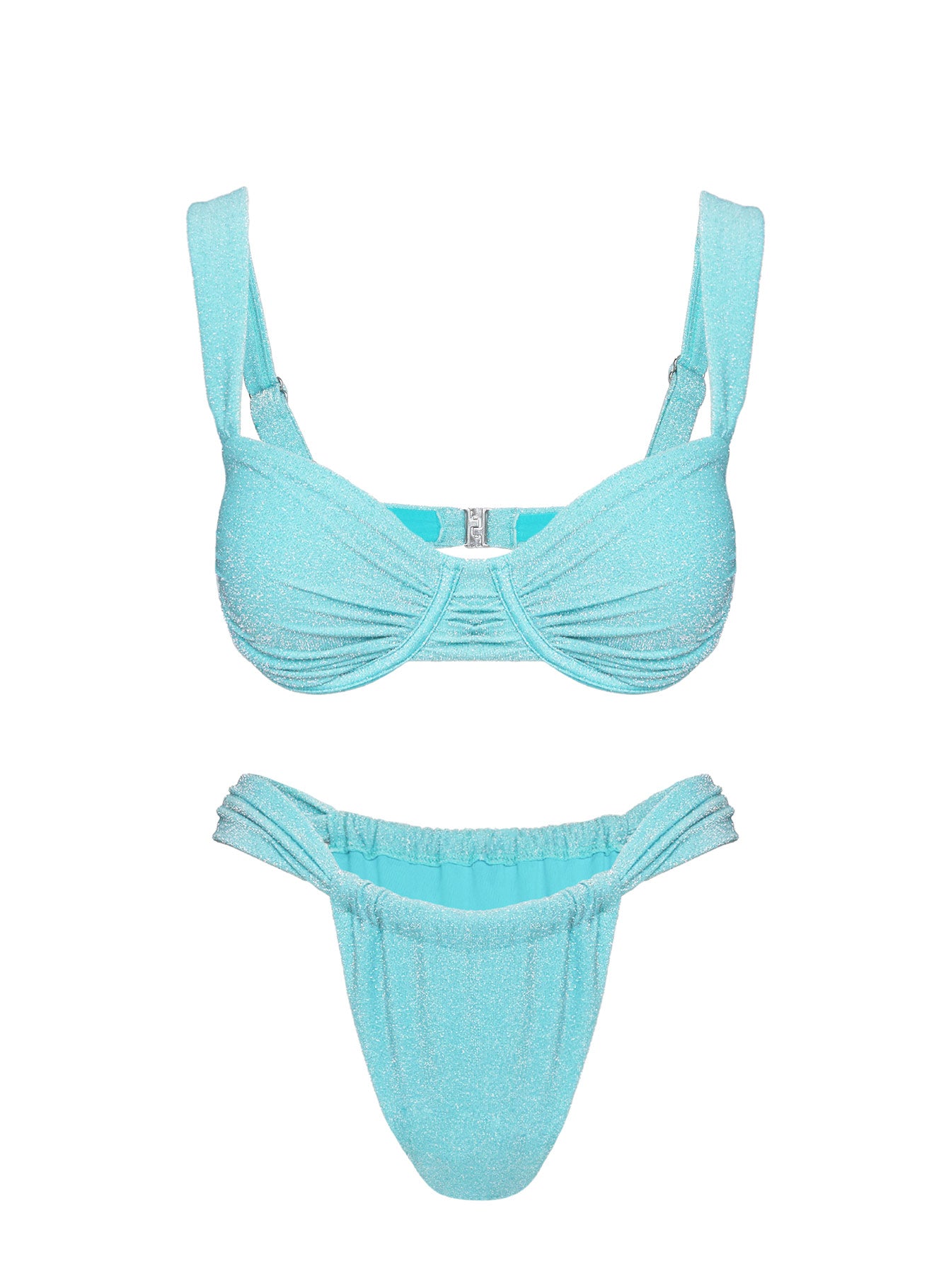 Ellie High Cut Glitter Bikini Bottoms Blue - Image 5