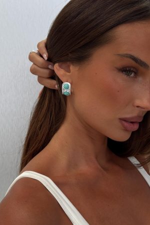 Endellion Hoop Earrings Silver / Turqouise