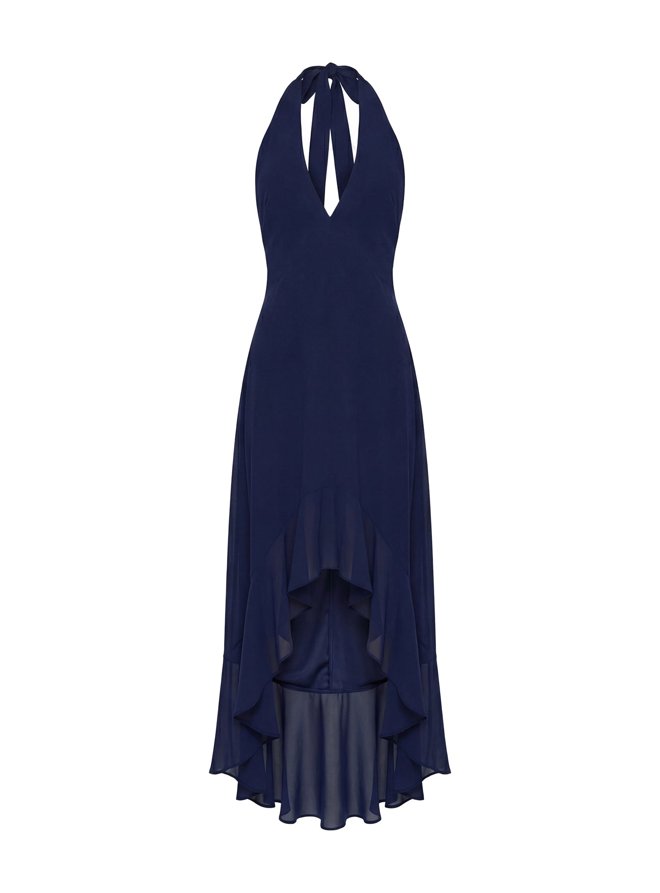 Agata Halter Frill Maxi Dress Navy - Image 10