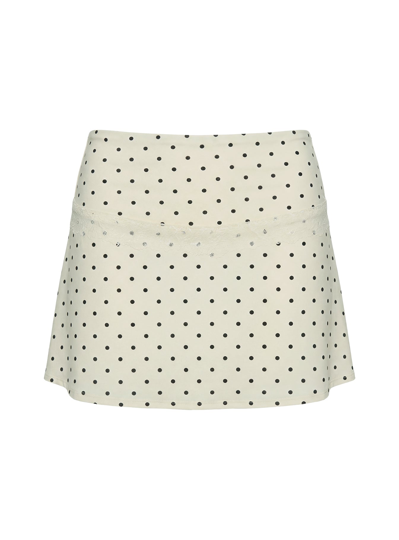 Amia Lace Mini Skirt Cream Polka Dot - Image 9