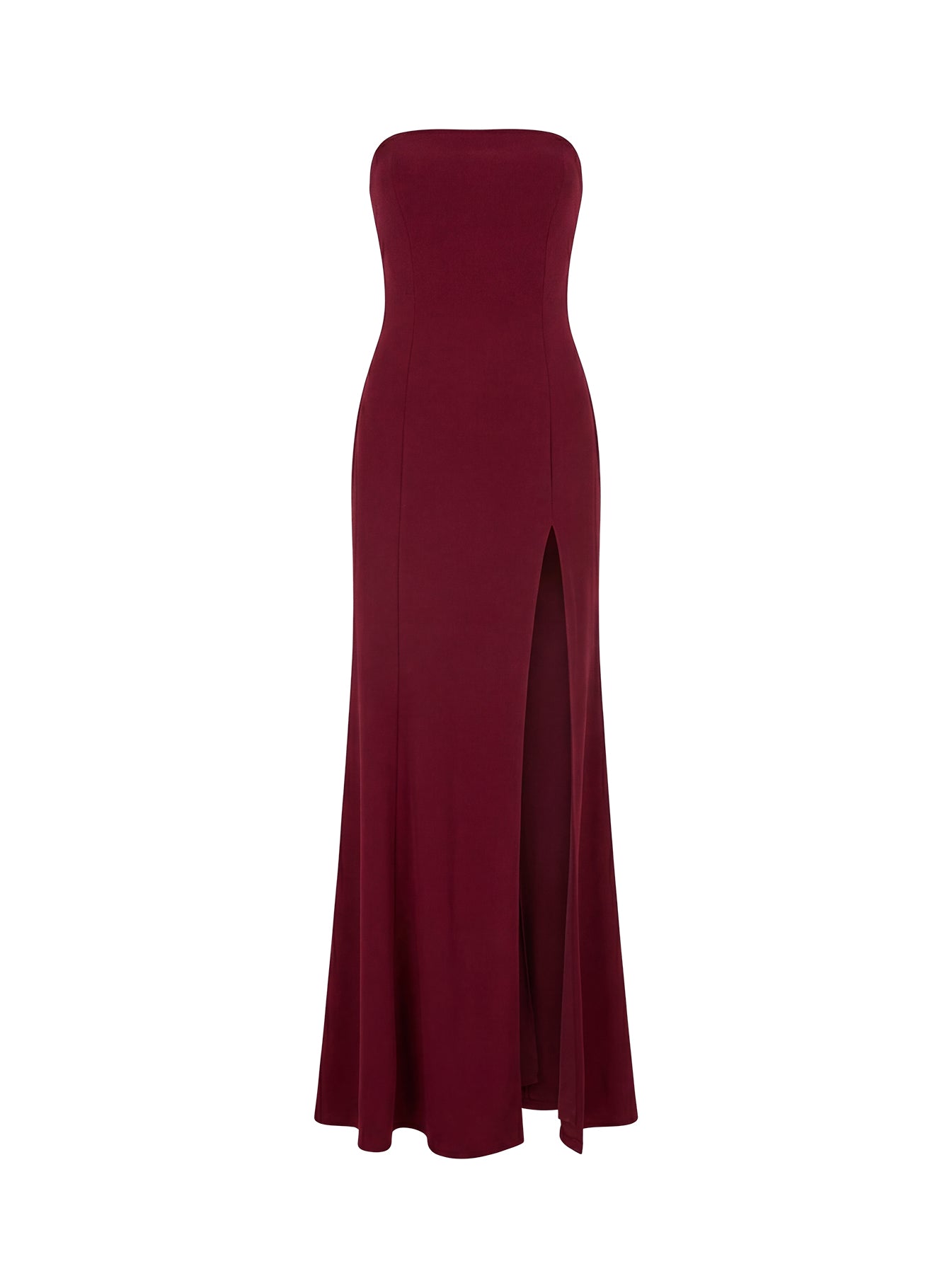 Diamanti Strapless High Slit Maxi Dress Burgundy - Image 10