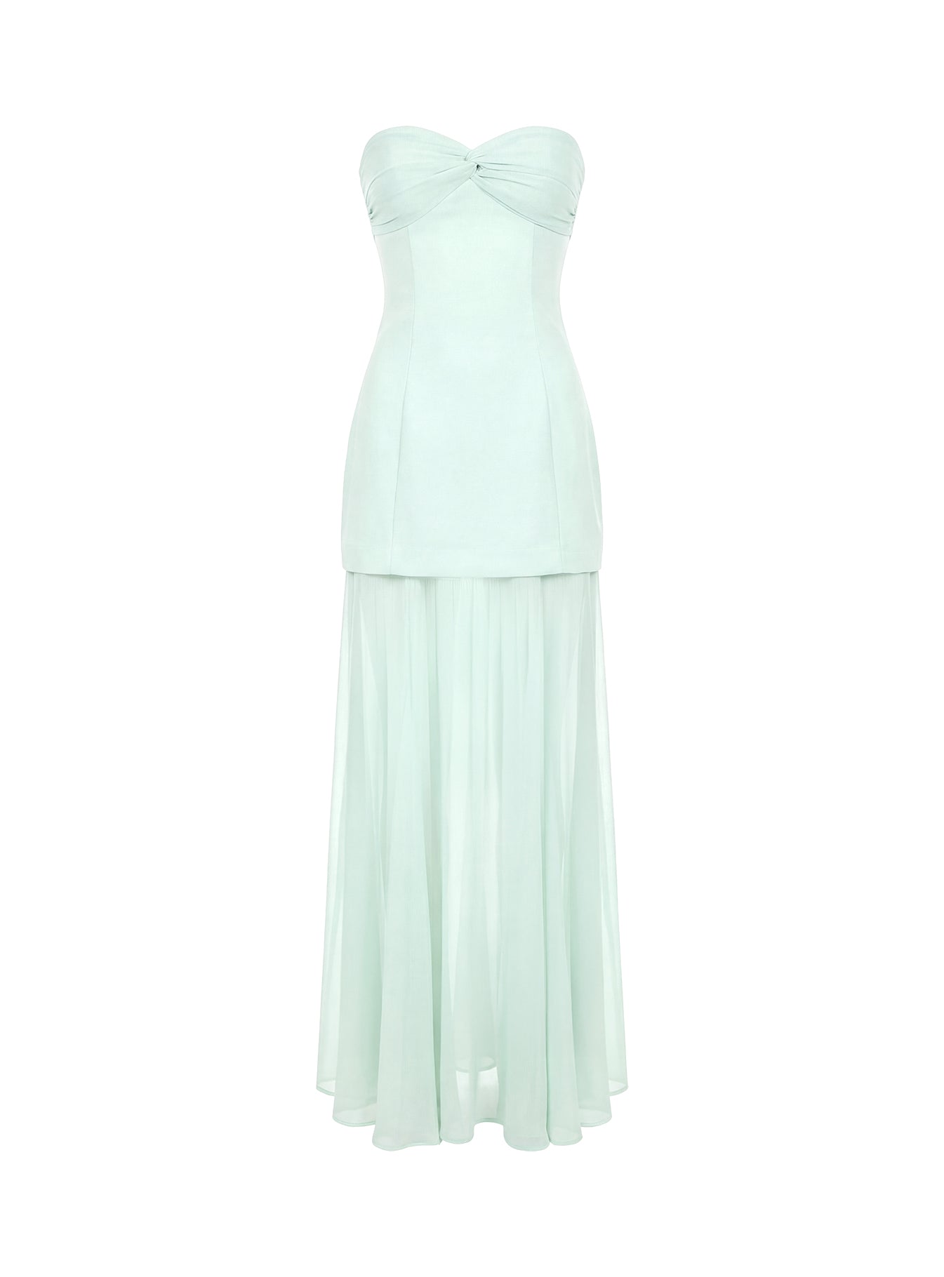 Flashy Sheer Chiffon Strapless Maxi Dress Green - Image 10