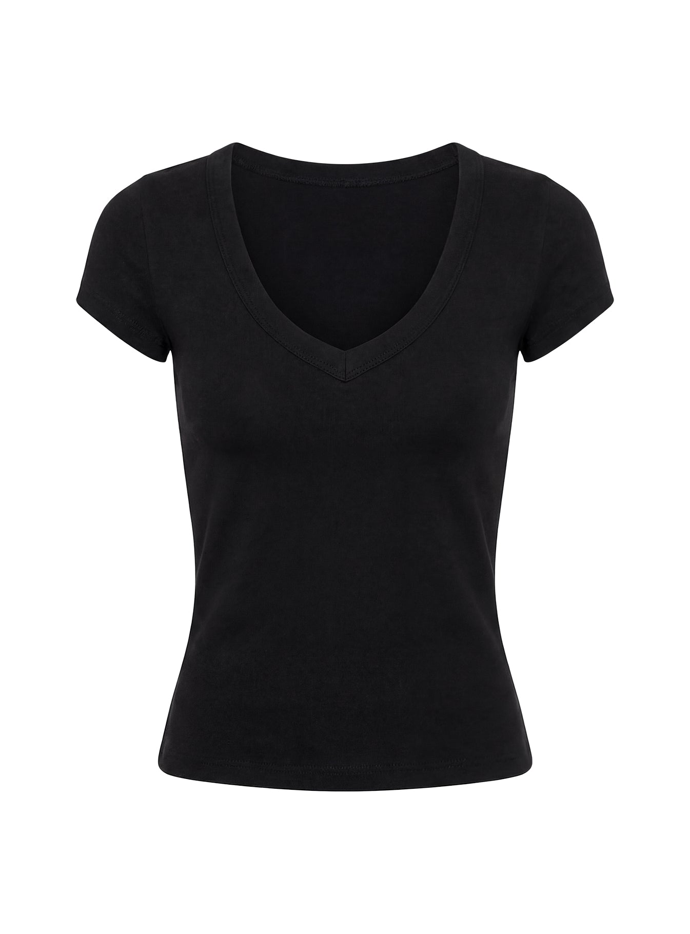 Daily Define Deep V Short Sleeve Top Black - Image 9
