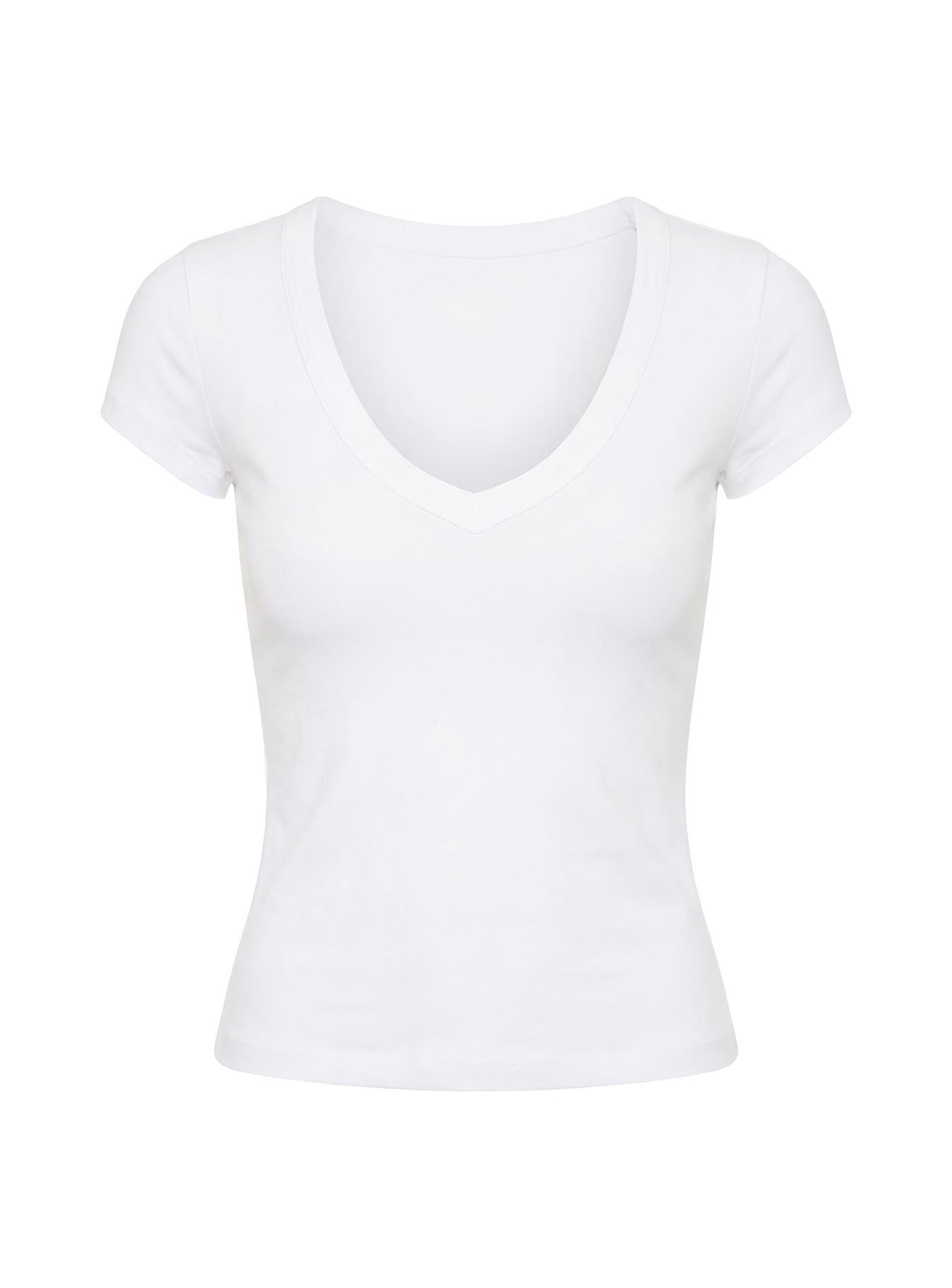 Daily Define Deep V Short Sleeve Top White - Image 9