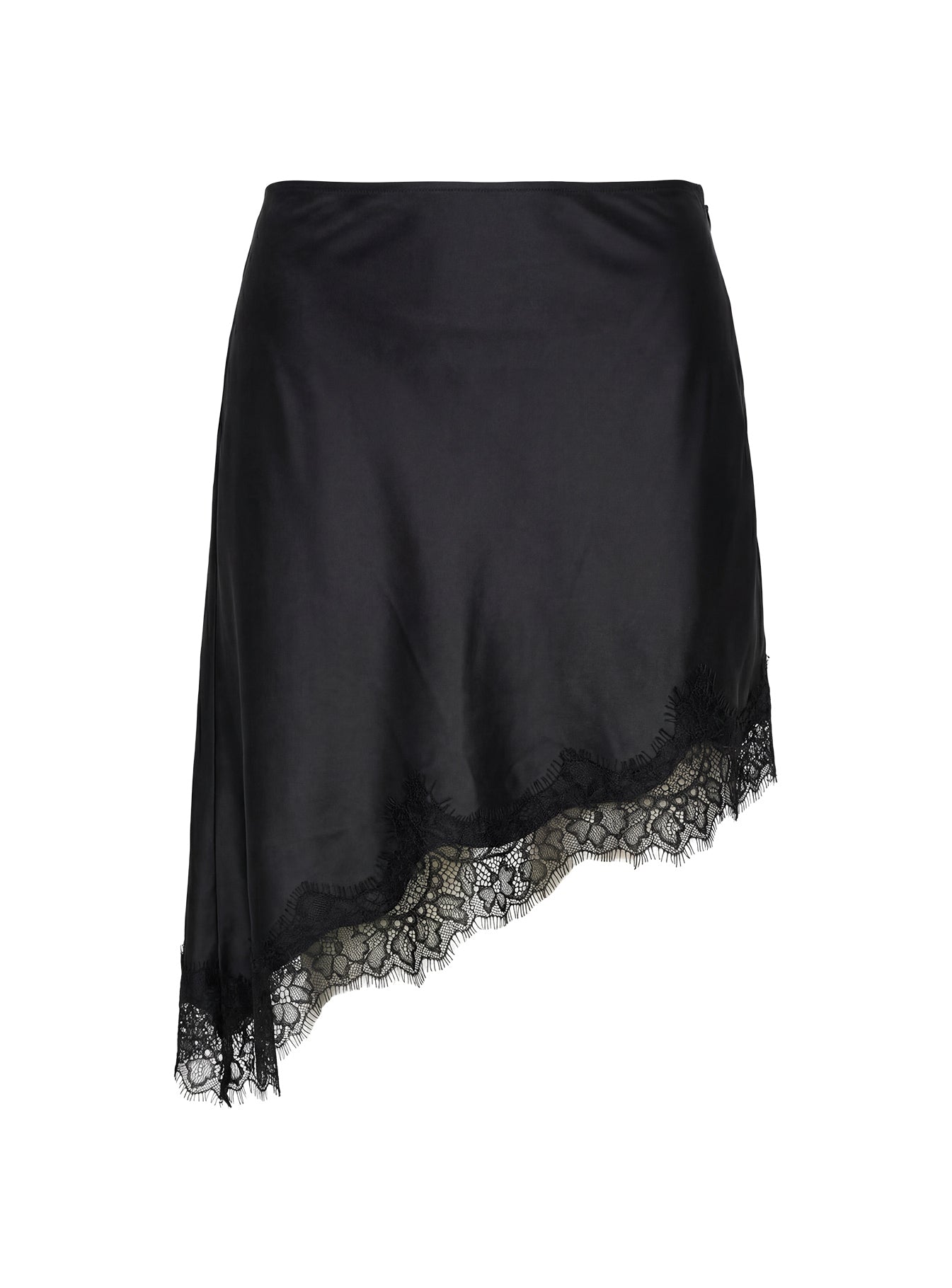 Idette Lace Asymmetrical Mini Skirt Black - Image 9