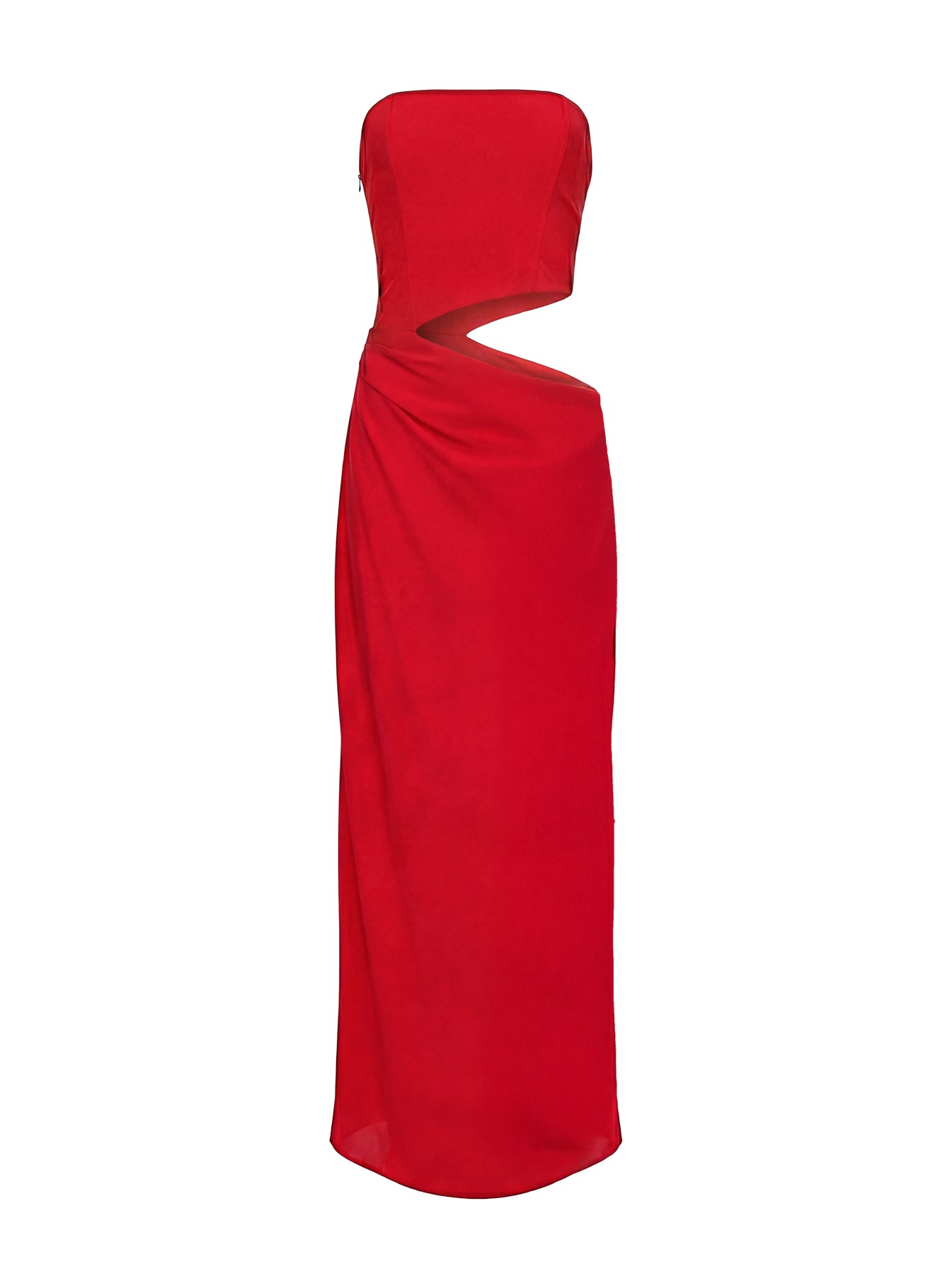 Jasira Strapless Drape Maxi Dress Bold Red - Image 10