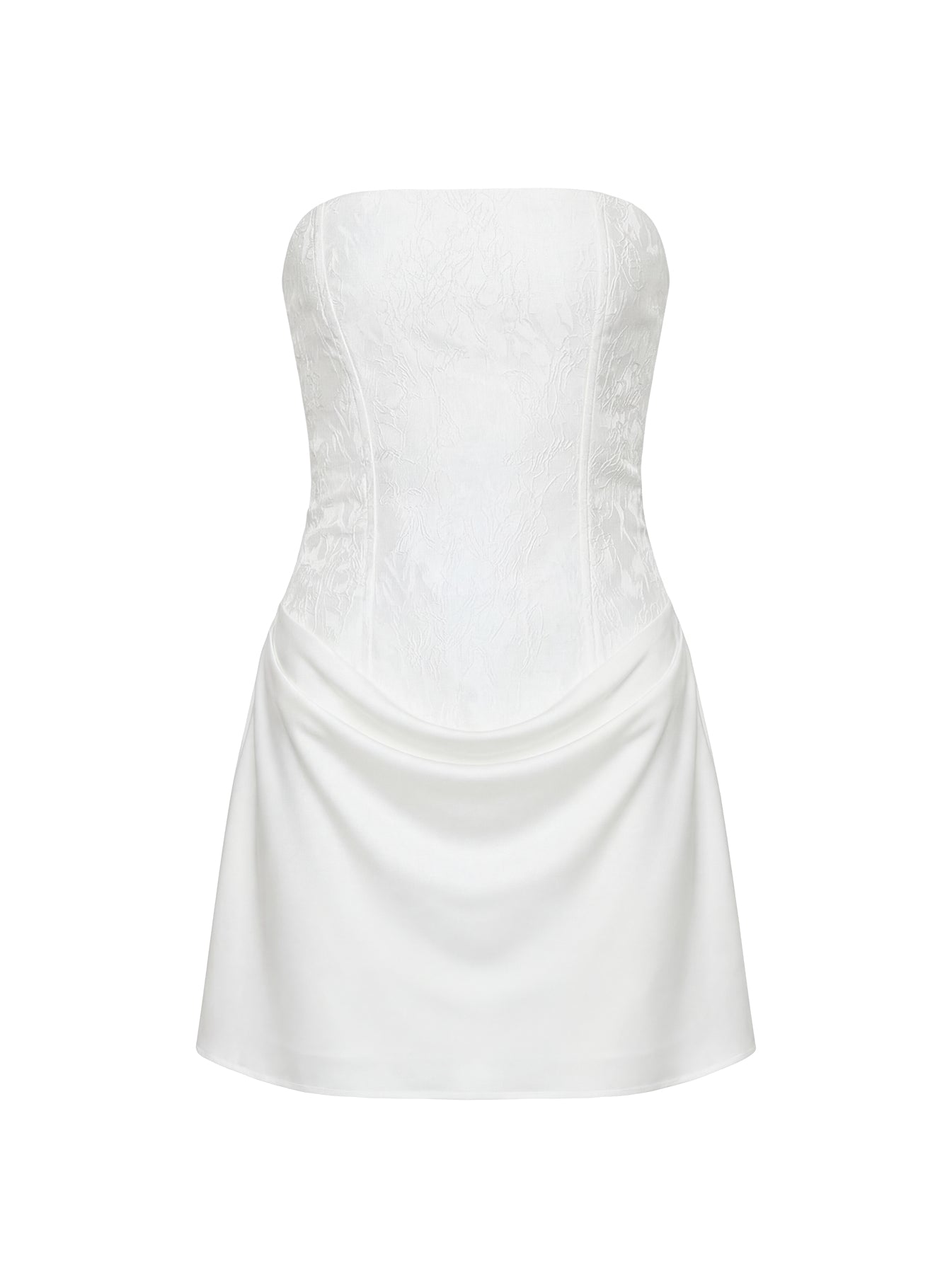 Jenevieve Strapless Drape Mini Dress White - Image 8