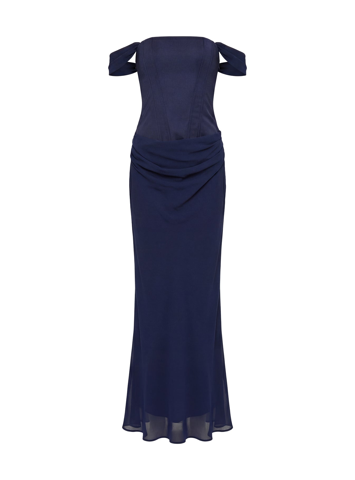 Joslyne Off Shoulder Corset Maxi Dress Navy - Image 10