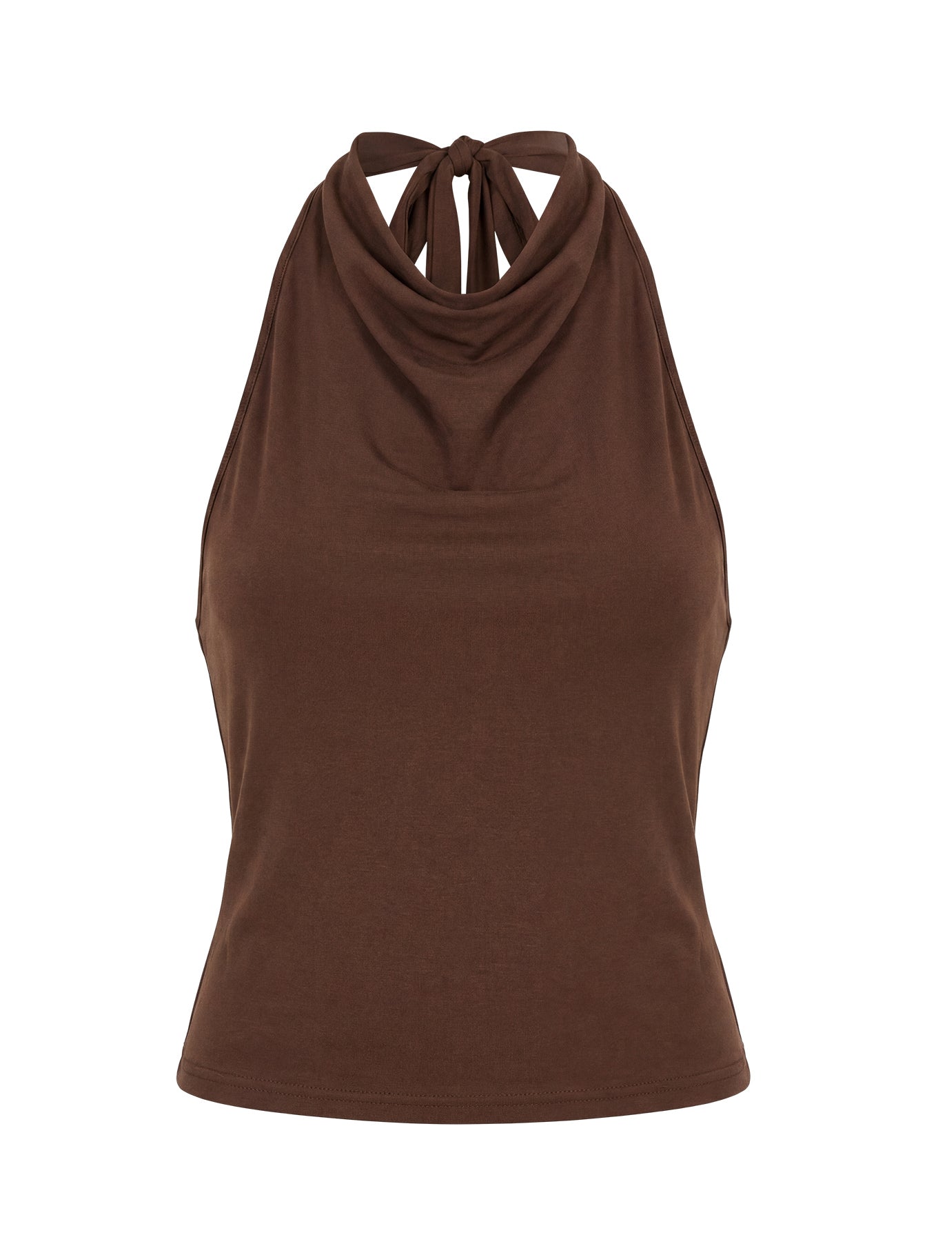 Katiana High Neck Cowl Top Brown - Image 9