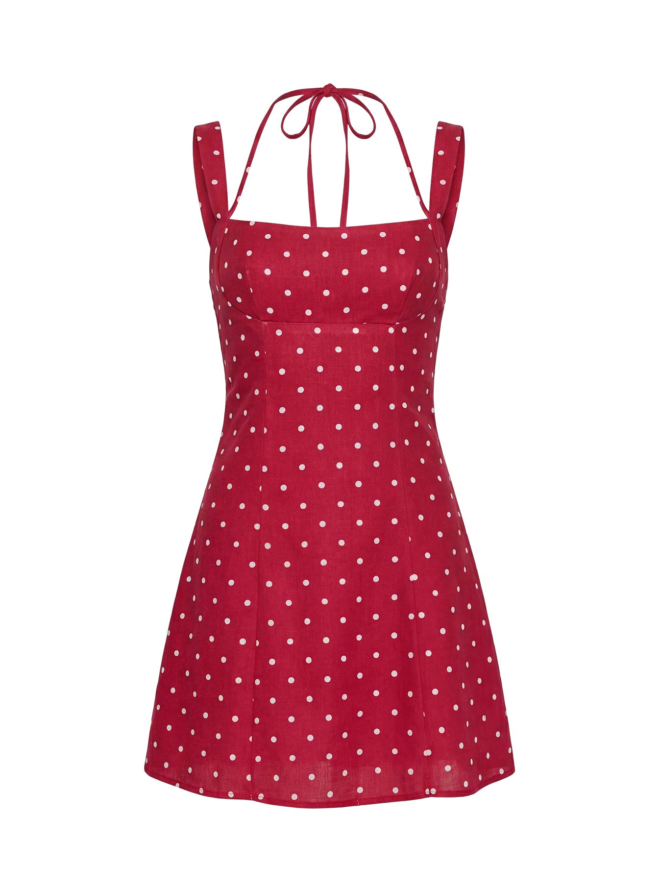 Kourtnae Halter Mini Dress Red Polka Dot - Image 9