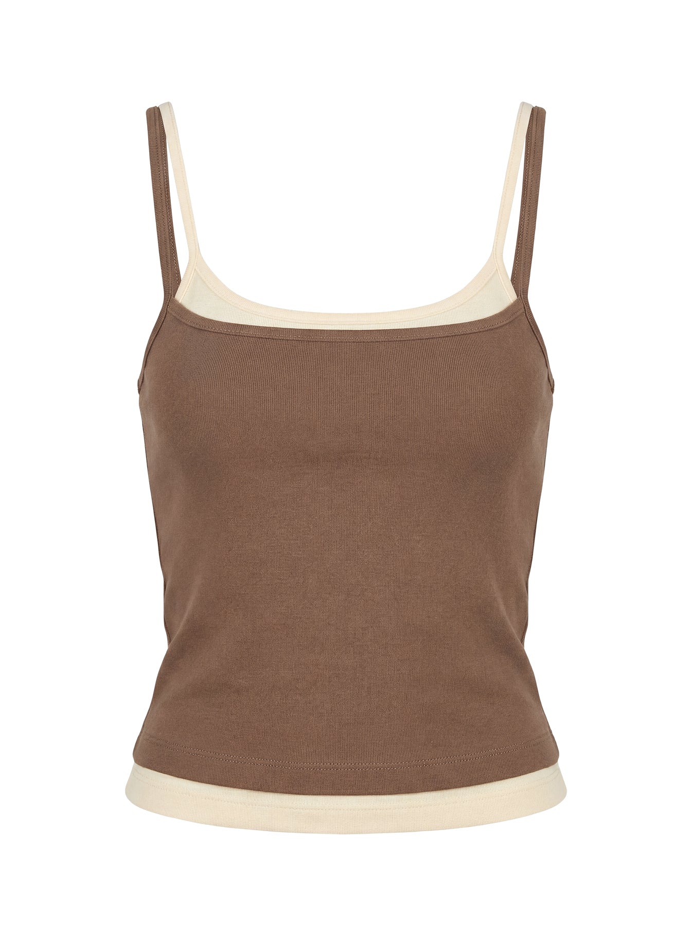 Maeka Layered Jersey Tank Top Brown / Cream - Image 9