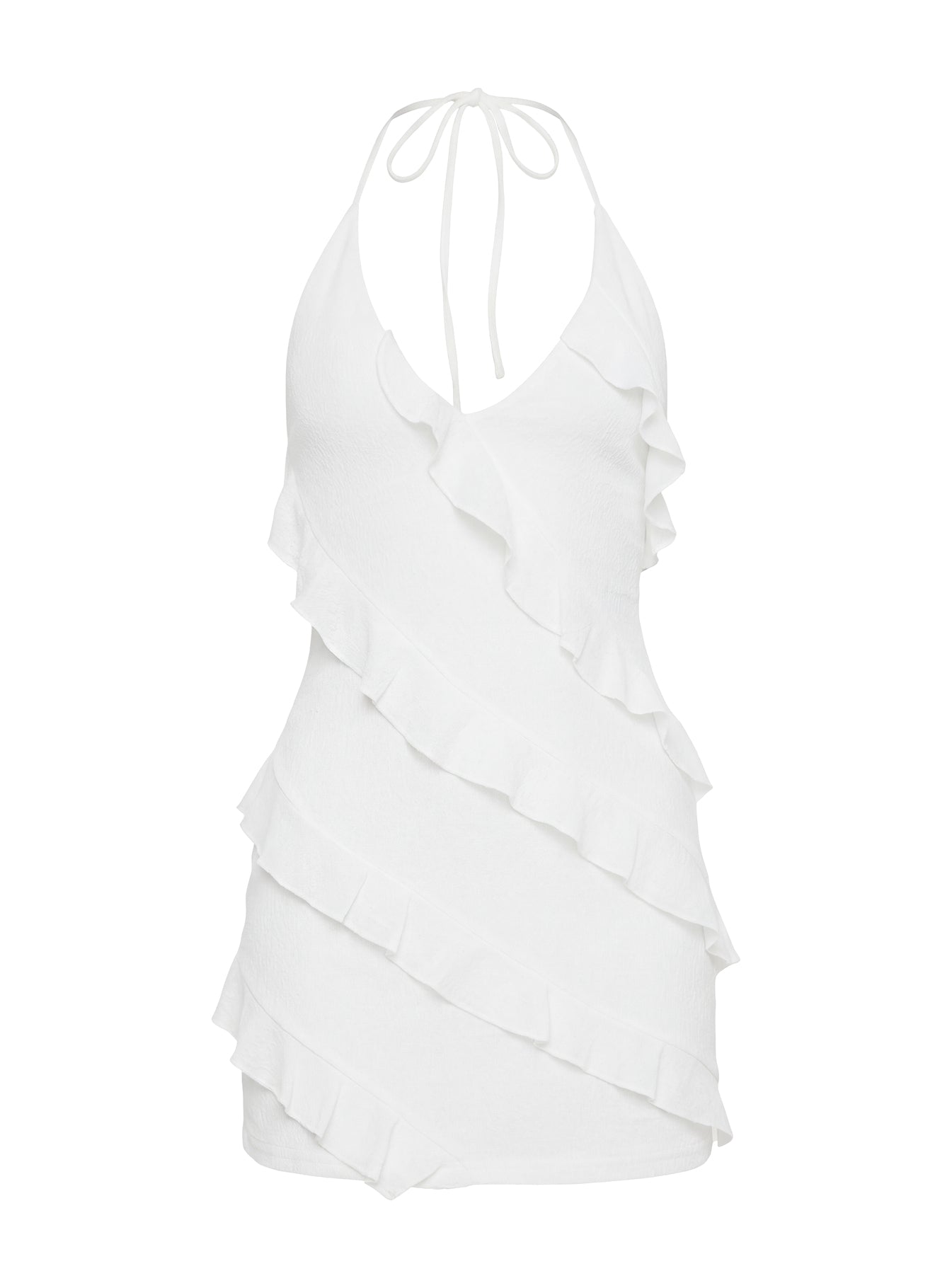 Marinna Halter Ruffle Mini Dress White - Image 10