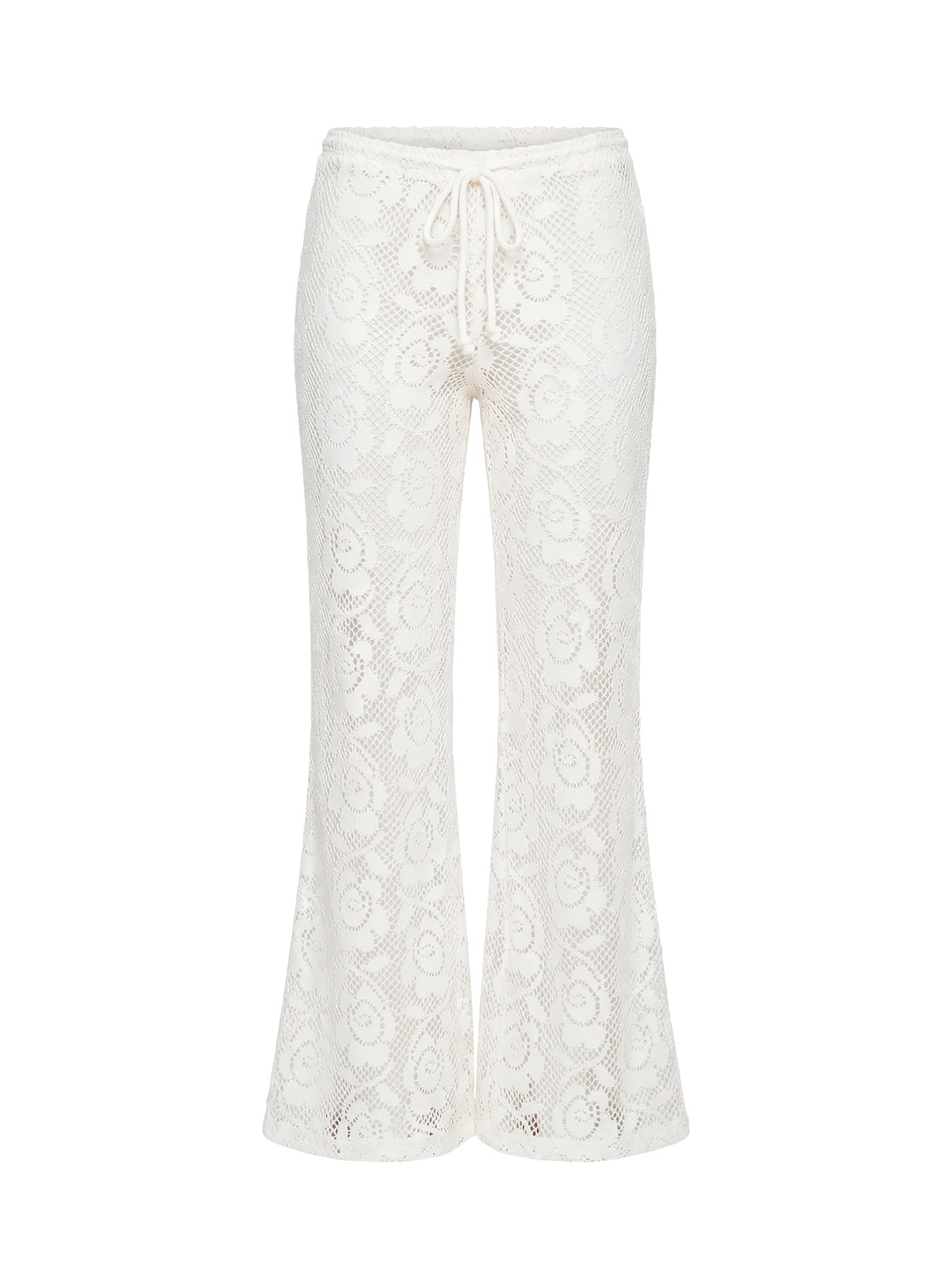 Rosadonna Lace Flare Pants Cream - Image 9