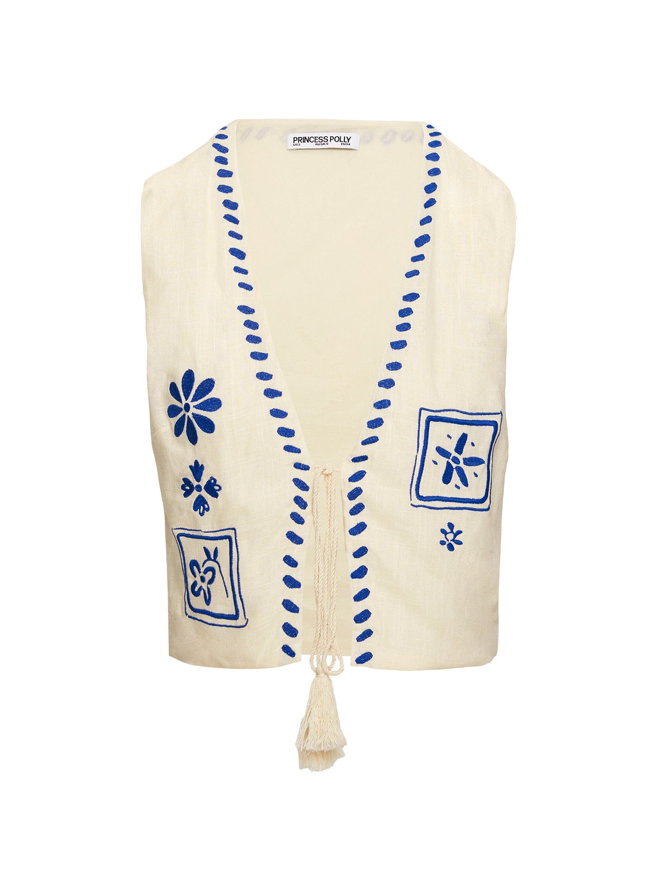 Grazia Vest Top Cream / Blue - Image 5