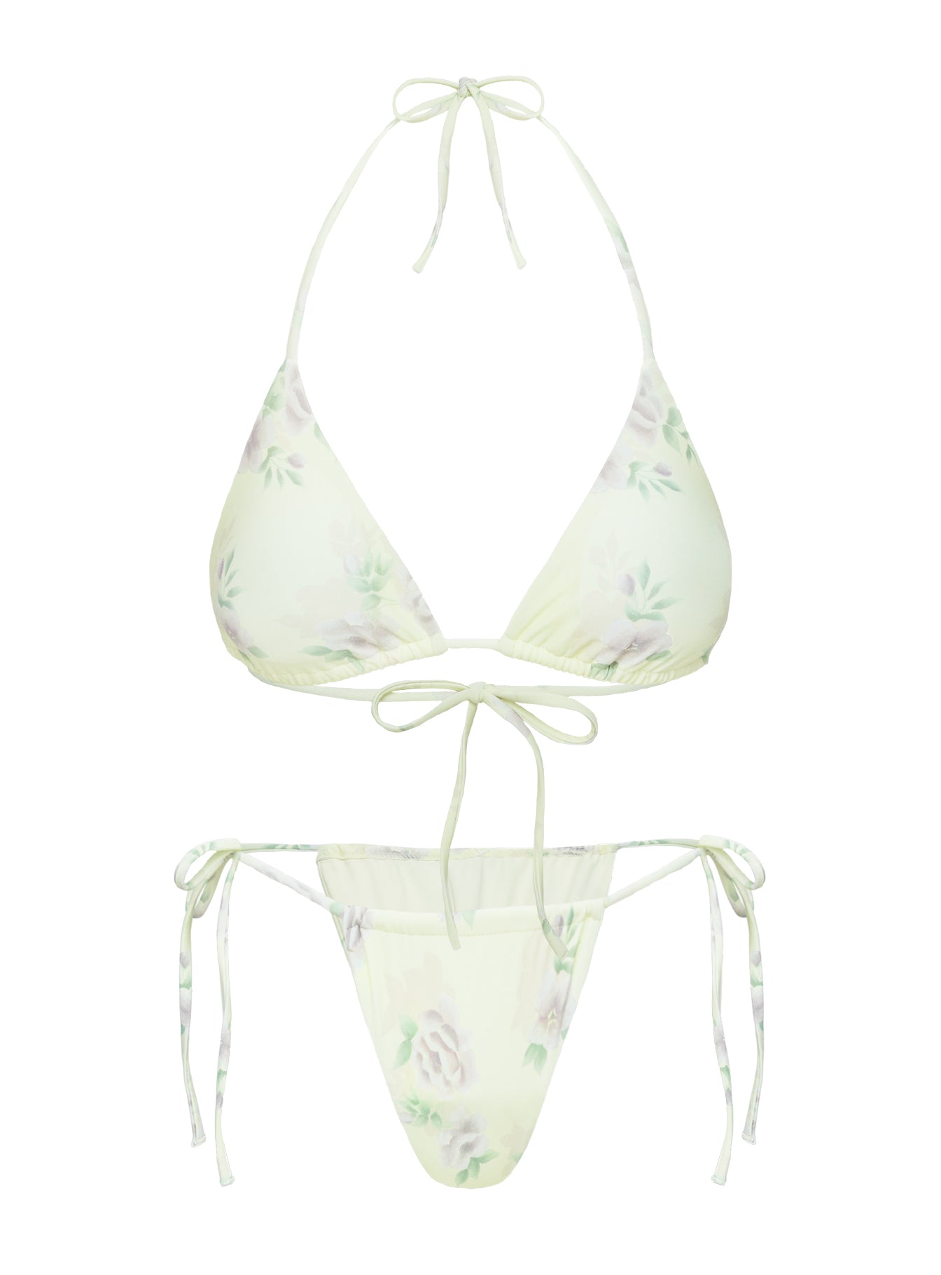 Jenner Tie Side Ruched Bikini Bottom Yellow / Purple Floral - Image 5