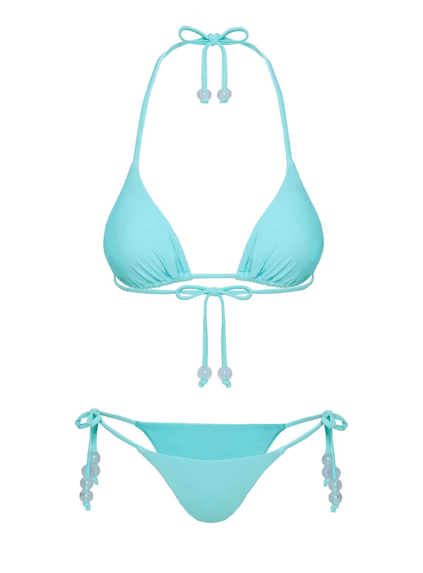 Jenner Tie Side Ruched Bikini Bottom Aqua Blue - Image 5