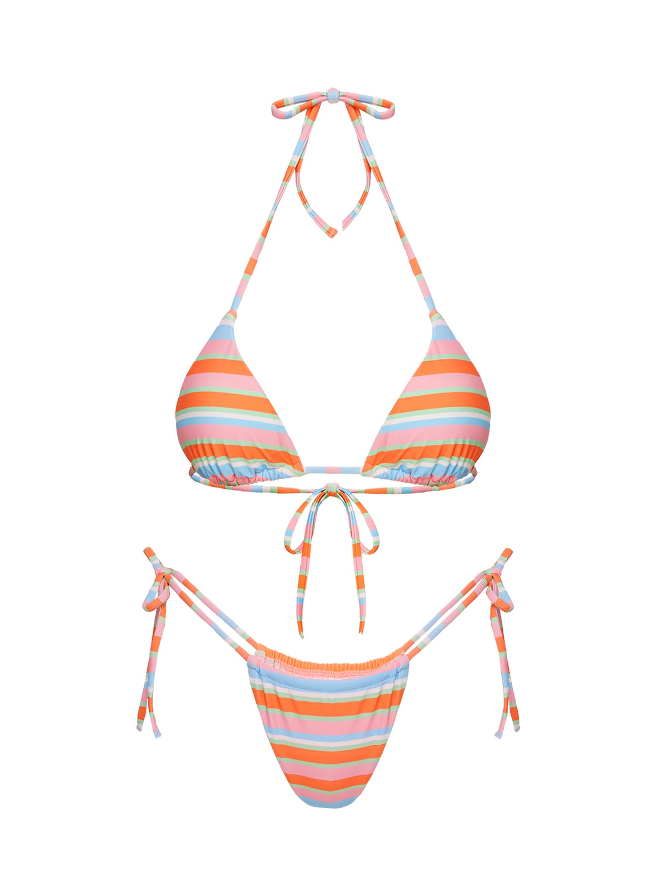 Jenner Tie Side Ruched Bikini Bottom Candy Stripe - Image 5