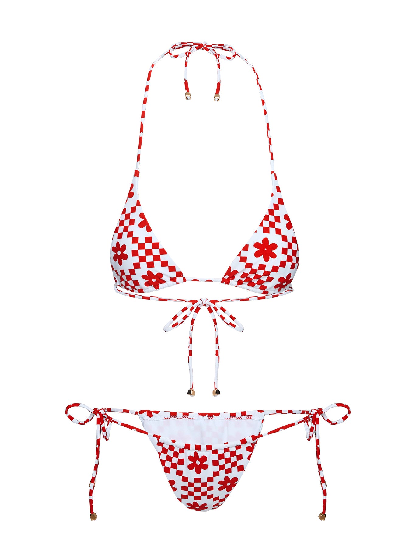 Jenner Triangle Bikini Top Red Check - Image 5