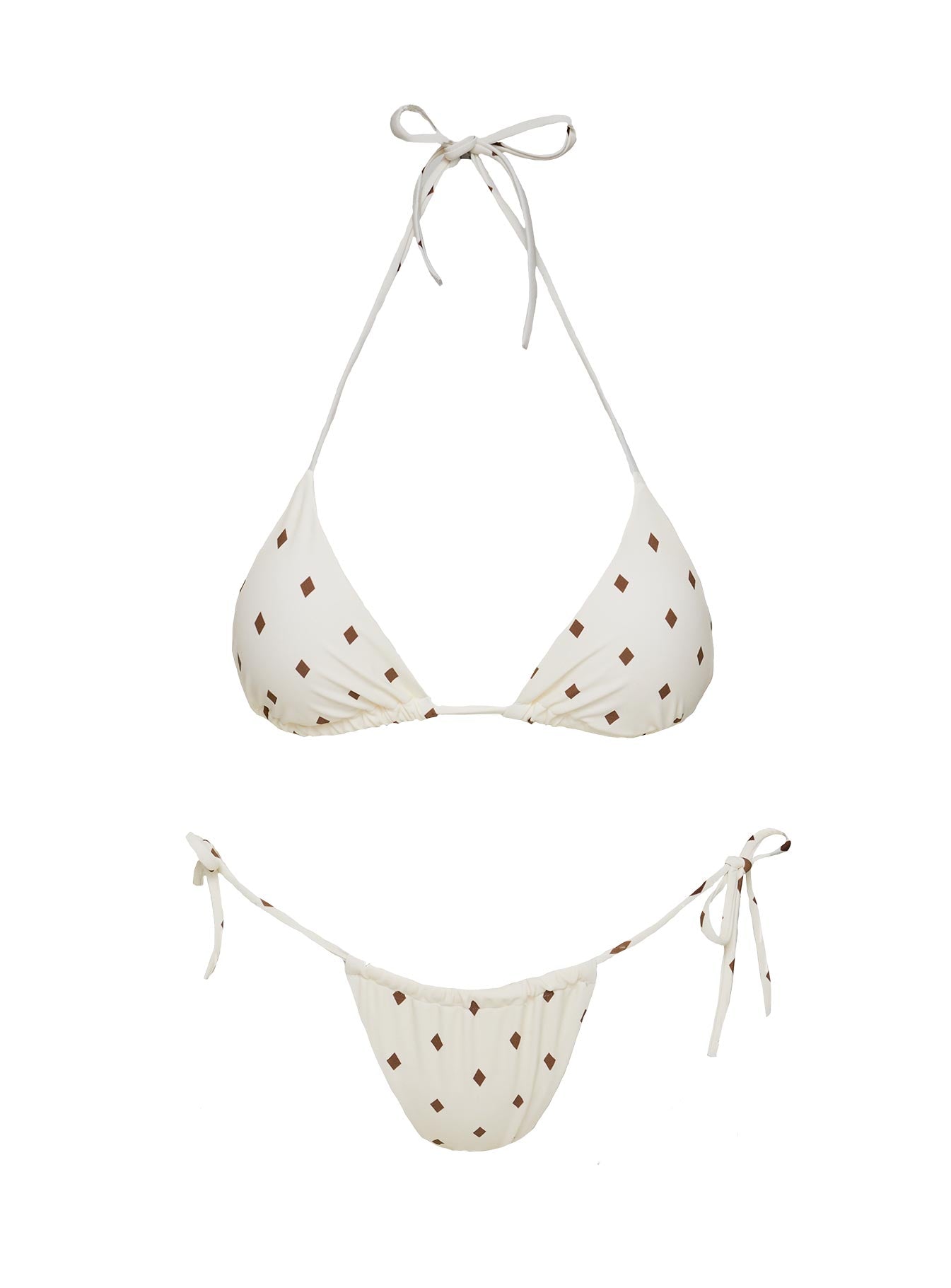 Jenner Tie Side Ruched Bikini Bottom White Diamond - Image 5