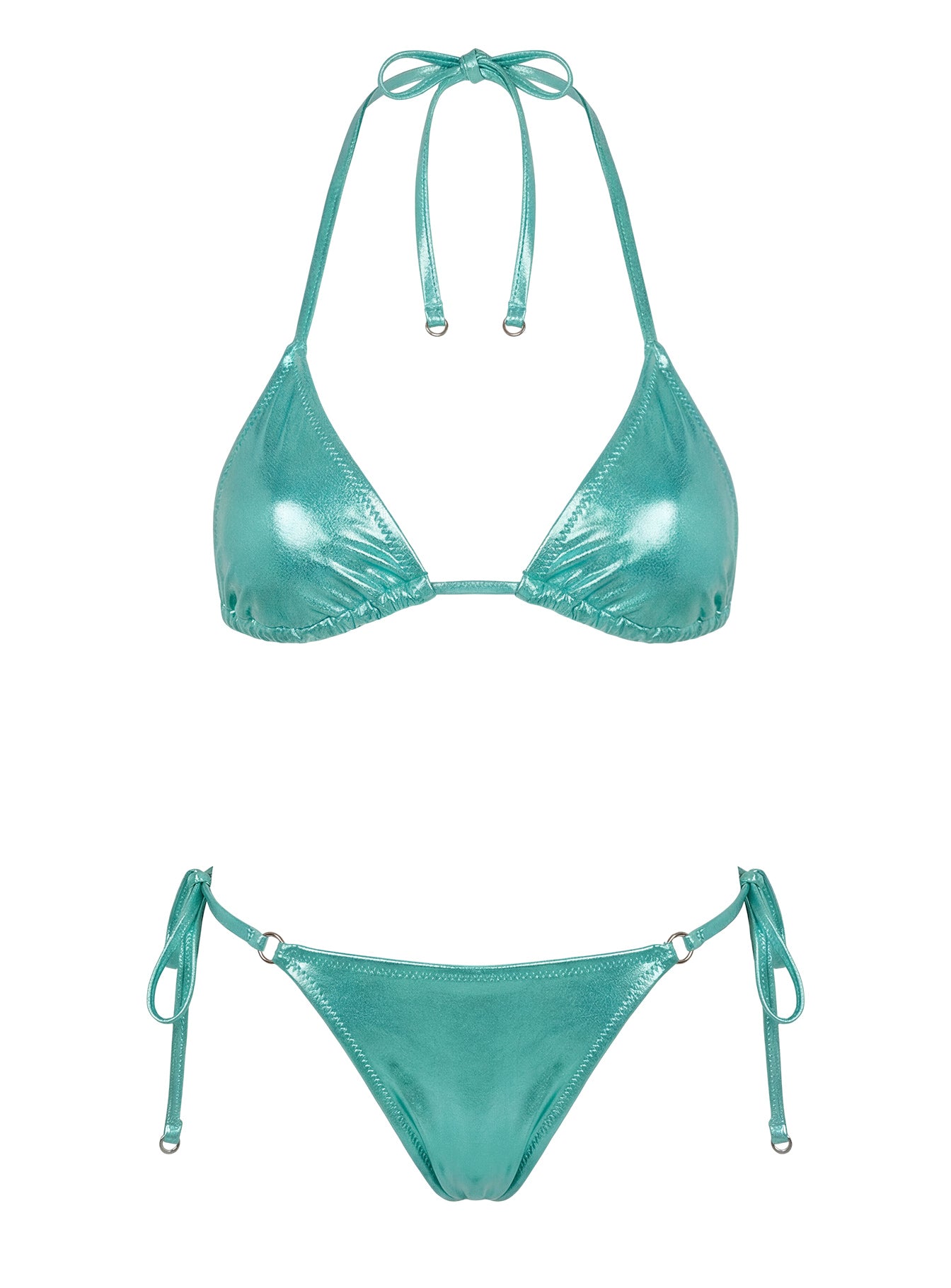 Jenner Metallic Tie Side Bikini Bottom Green - Image 5