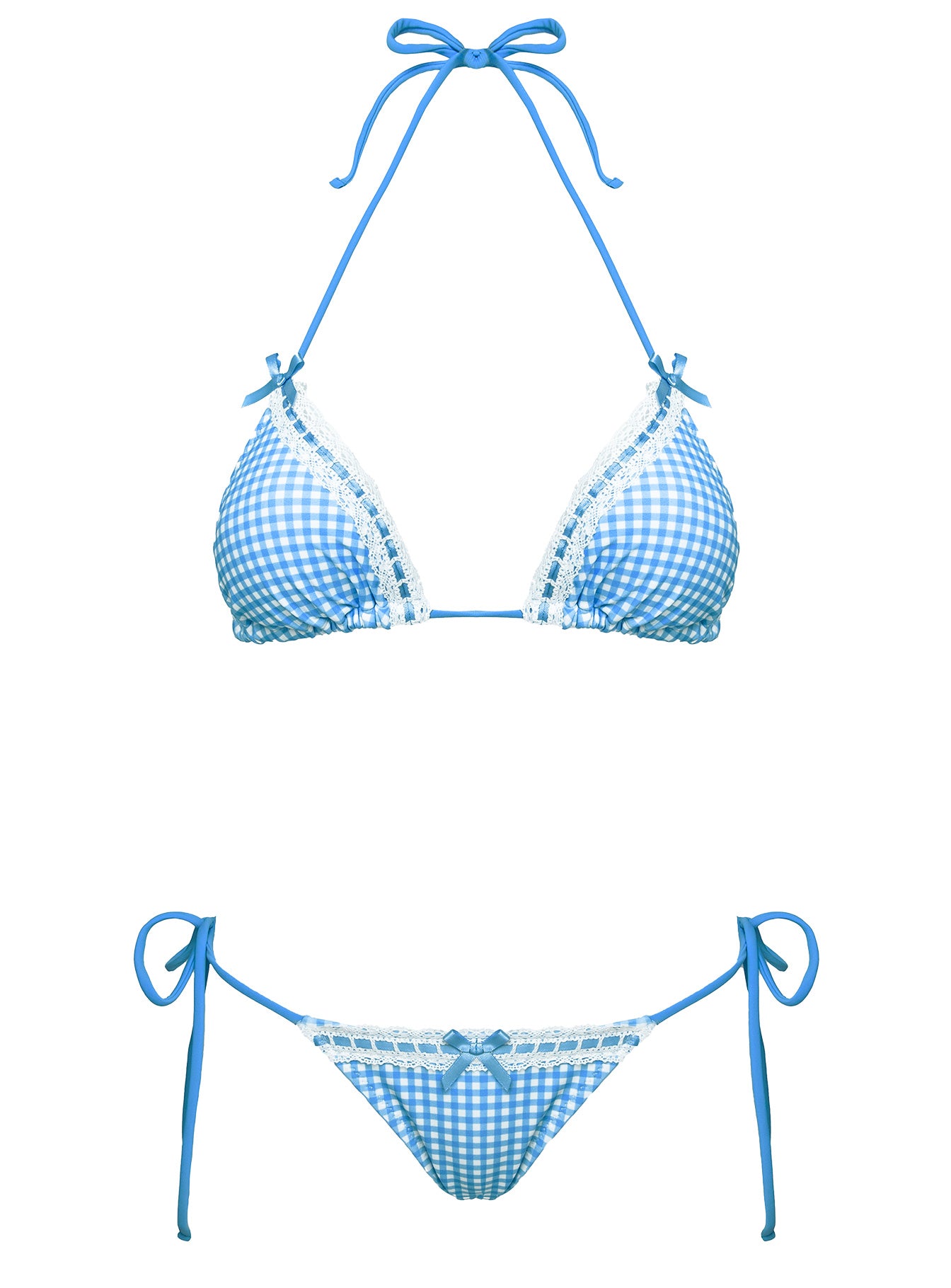 Jenner Triangle Bikini Top Blue Gingham - Image 5