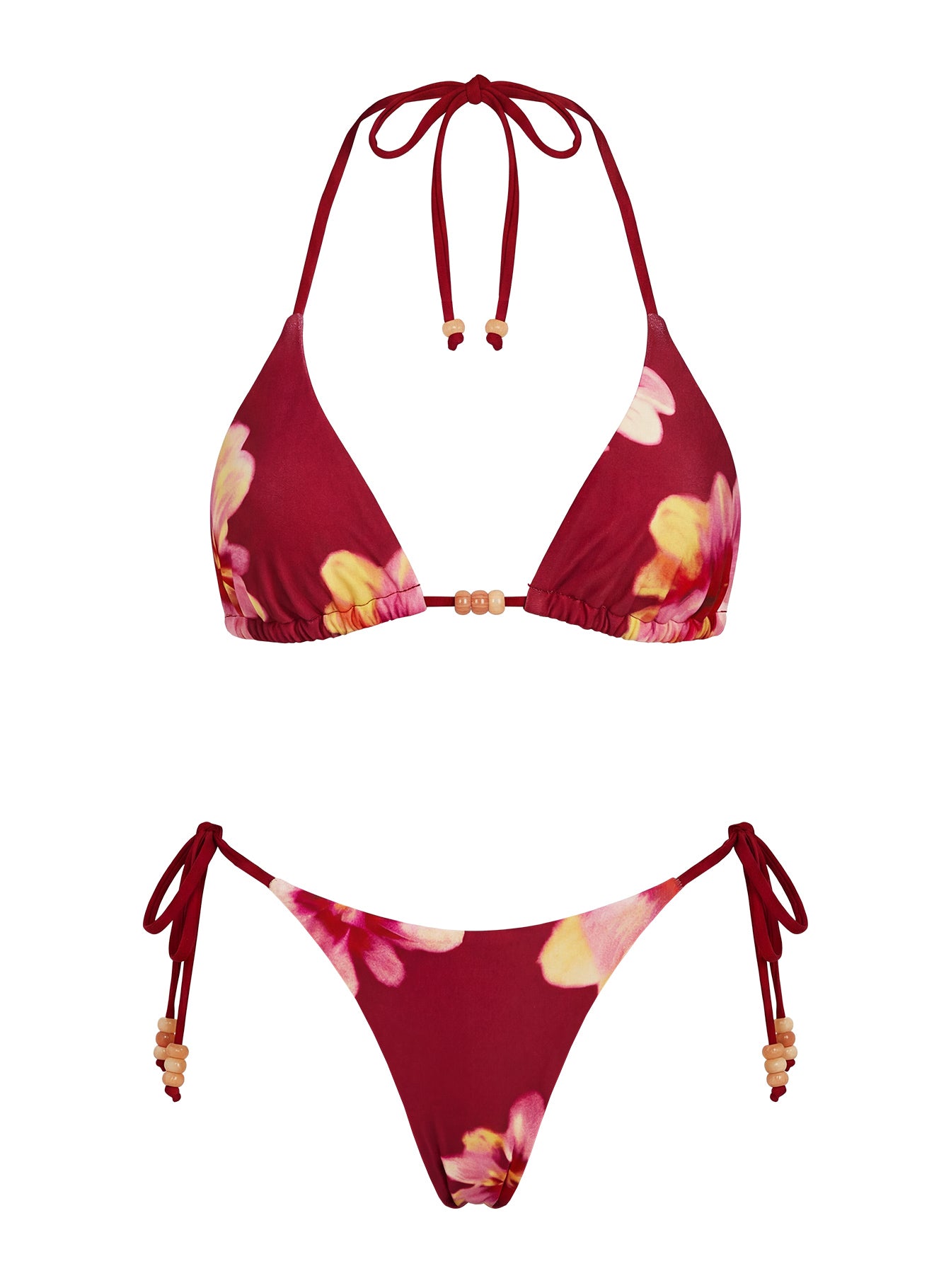 Jenner Triangle Bikini Top Burgundy Floral - Image 5