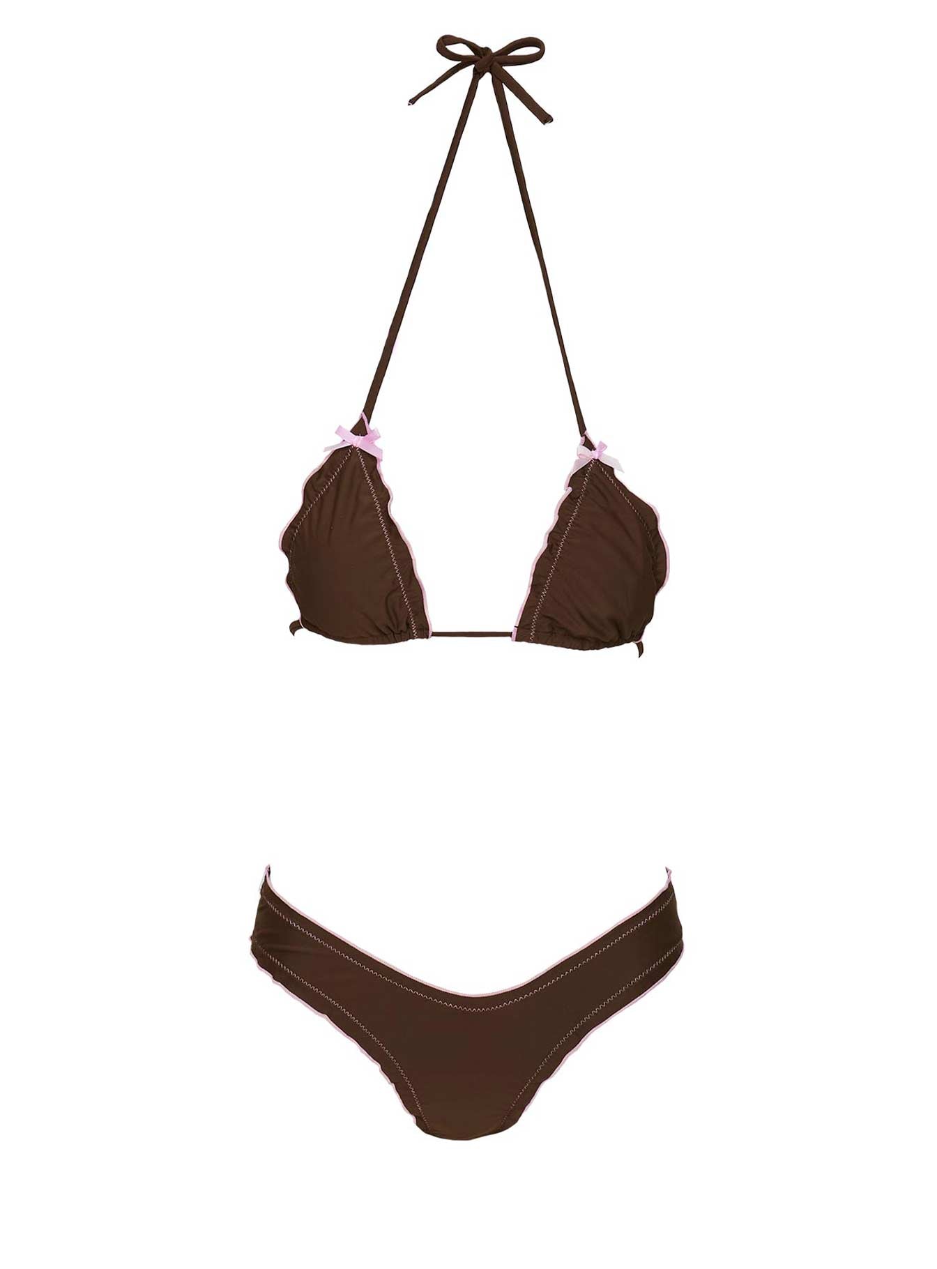 Kathrine High Cut Frill Bikini Bottoms Brown - Image 5