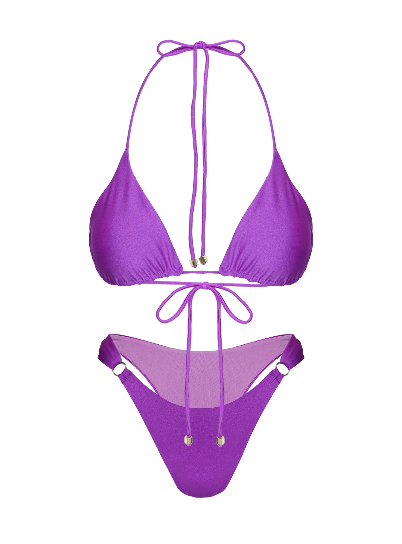 Nevaeh Shine Triangle Bikini Top Purple - Image 5