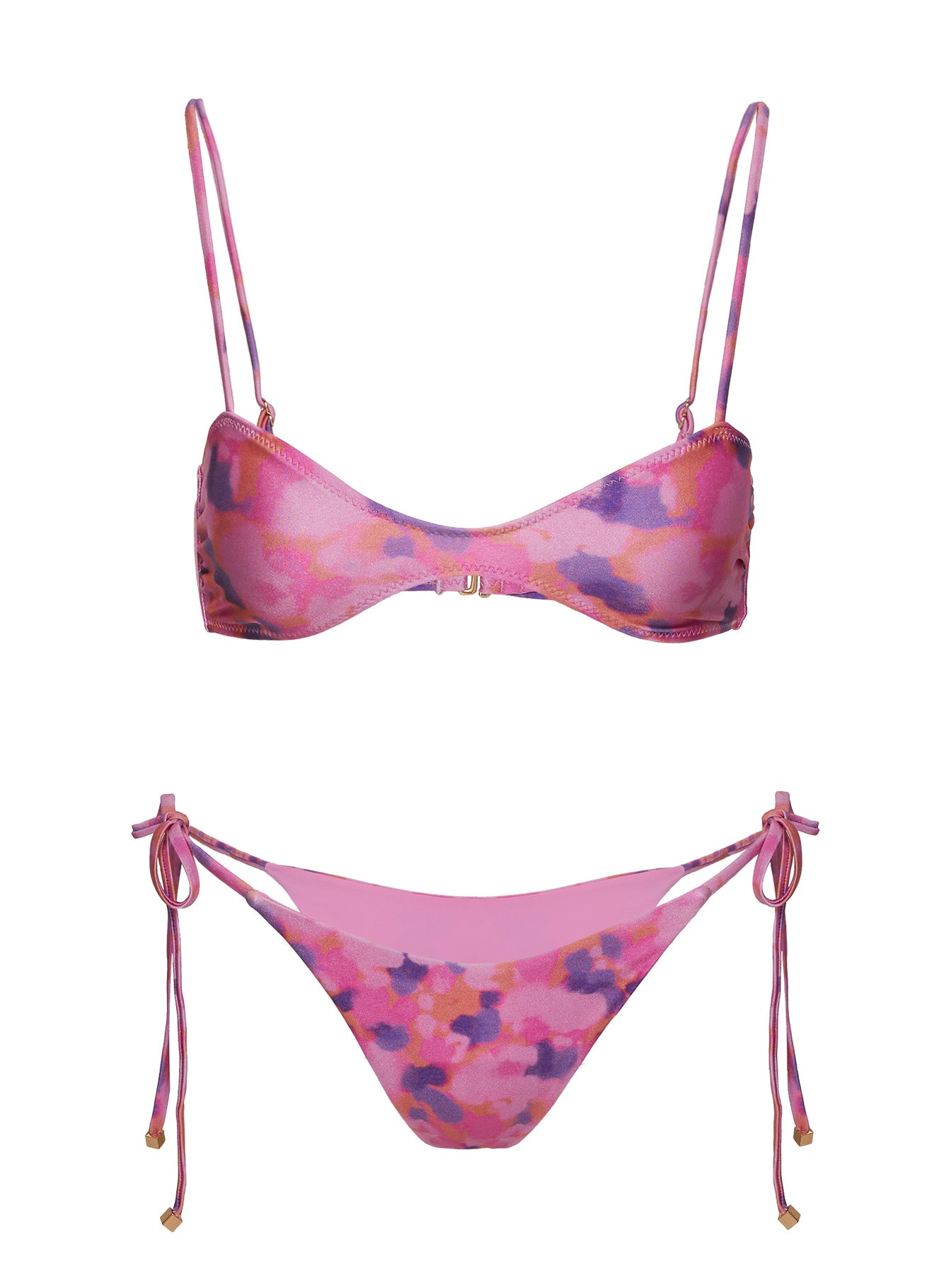 Glora Tie Side Bikini Bottoms Purple Floral - Image 5