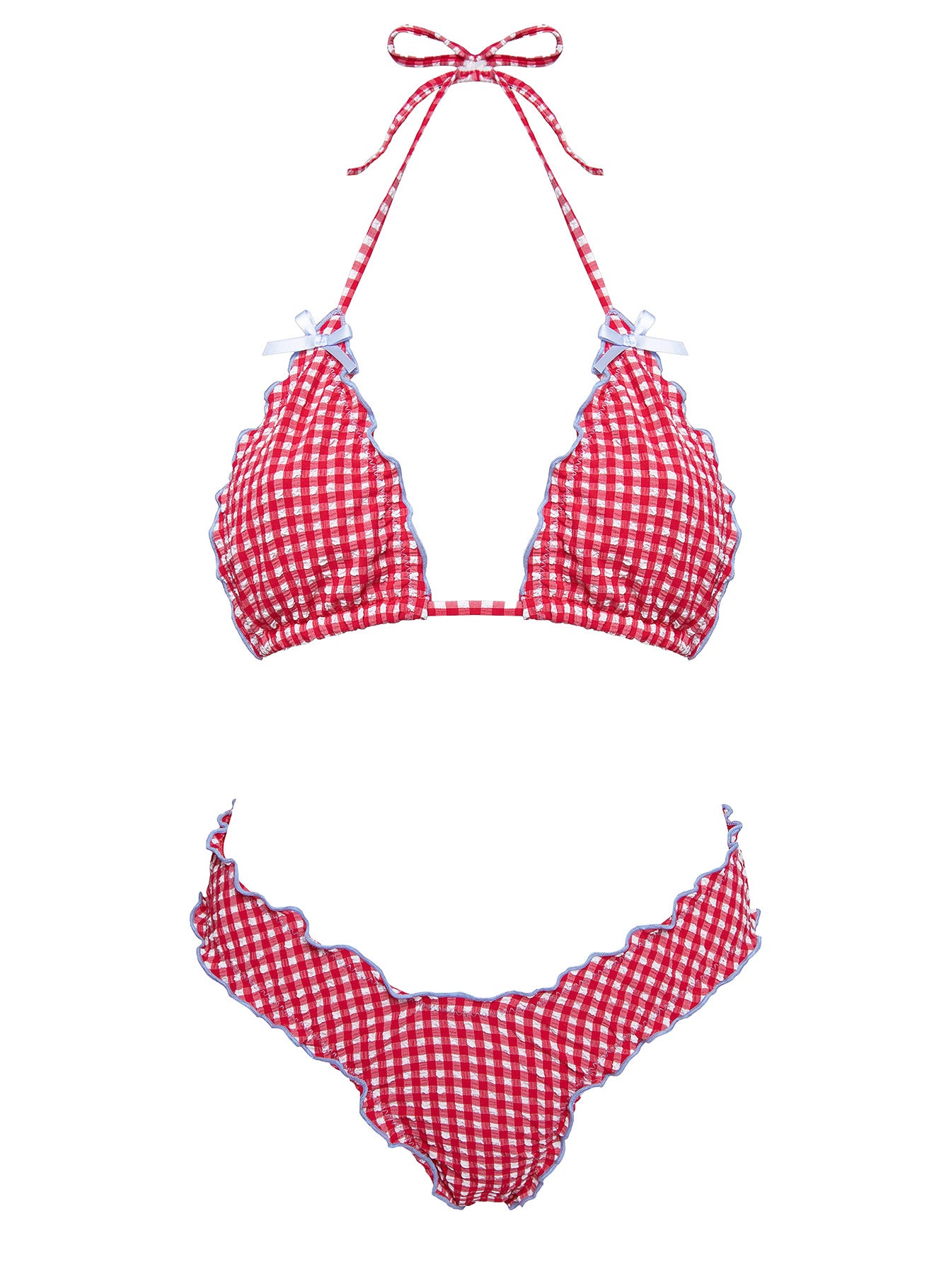 Kathrine High Cut Cheeky Bikini Bottoms Red Gingham - Image 4