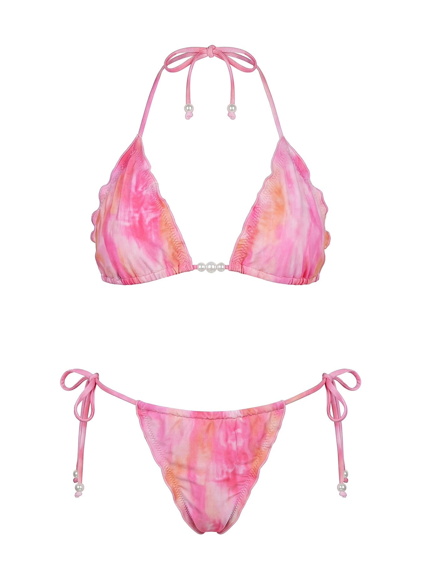 Kathrine Triangle Frill Bikini Top Pink Tie Dye - Image 5