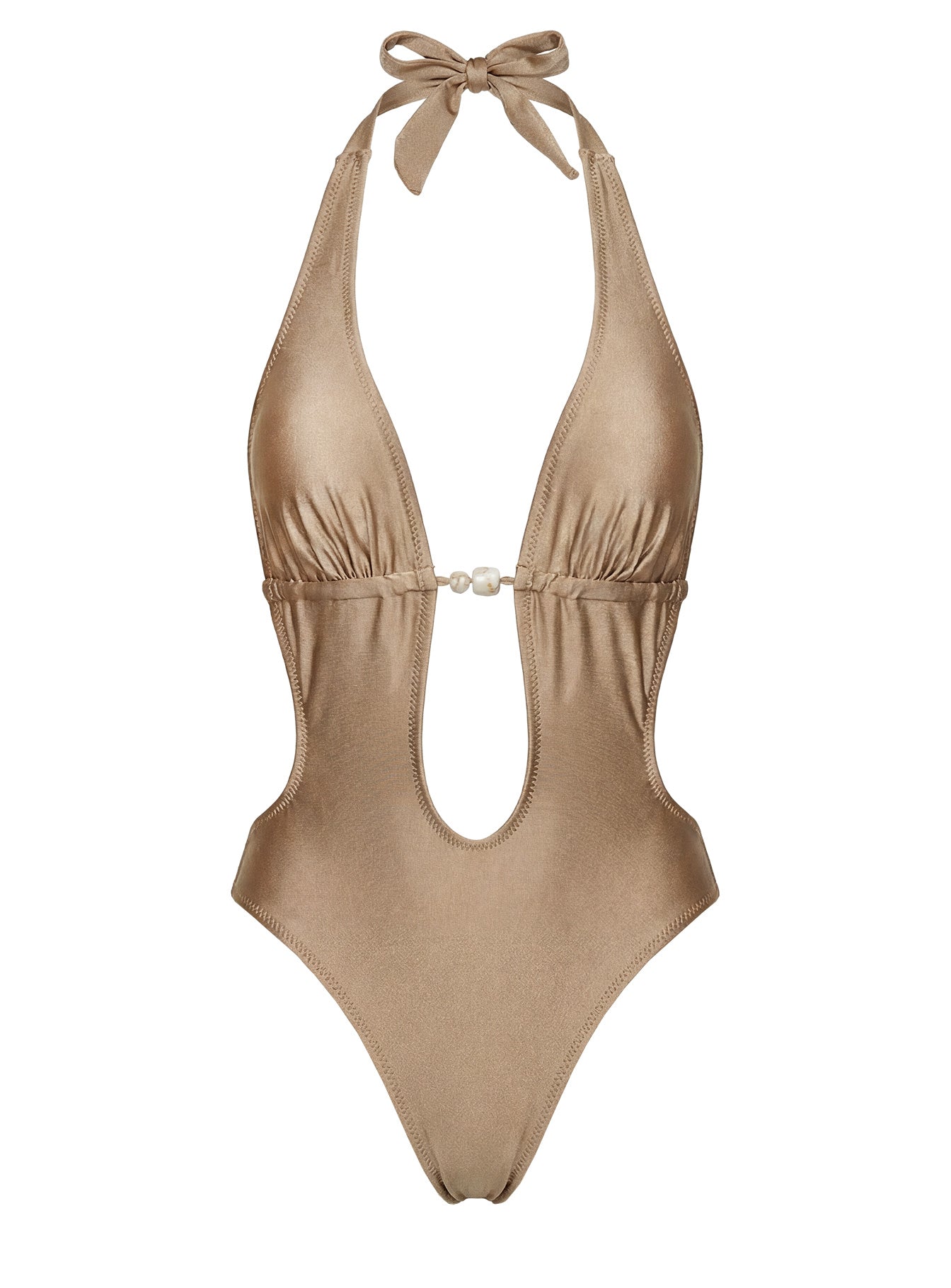 Kirrie Halter Cut Out One Piece Gold - Image 5