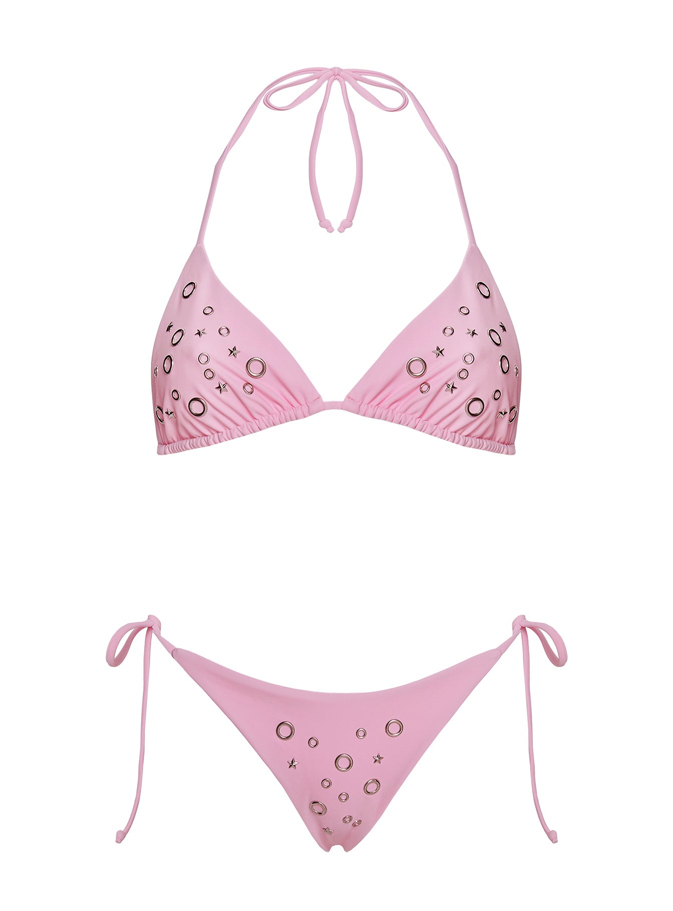 Likaia Embellished Tie Side Bikini Bottom Pink - Image 5