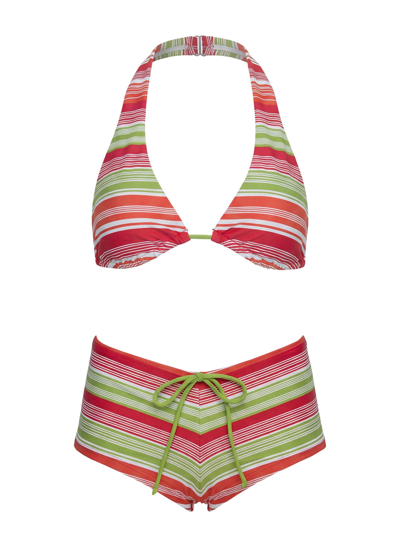 Lynea Halter Bikini Top Red / Green Stripe - Image 5
